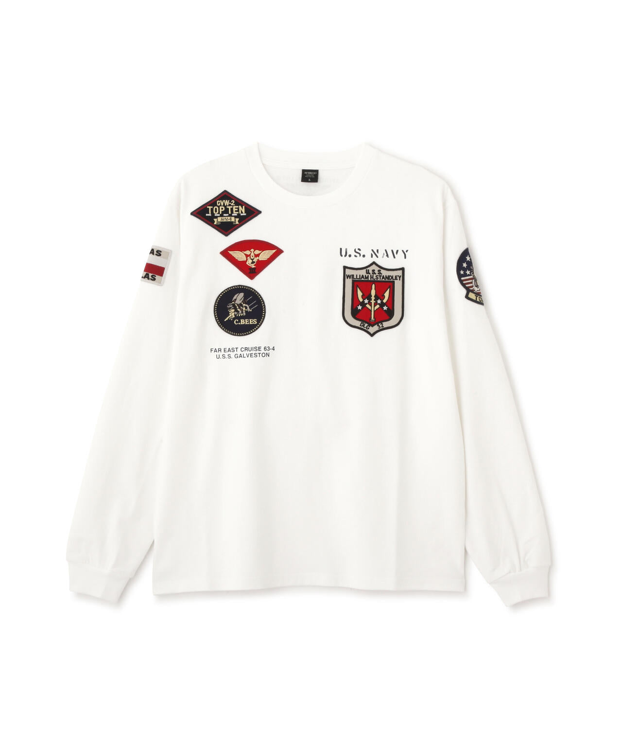 《WEB&DEPOT限定》TOP GUN PATCHED L/S T-SHIRT / トップガン パッチド 長袖 Tシャツ / AVIREX