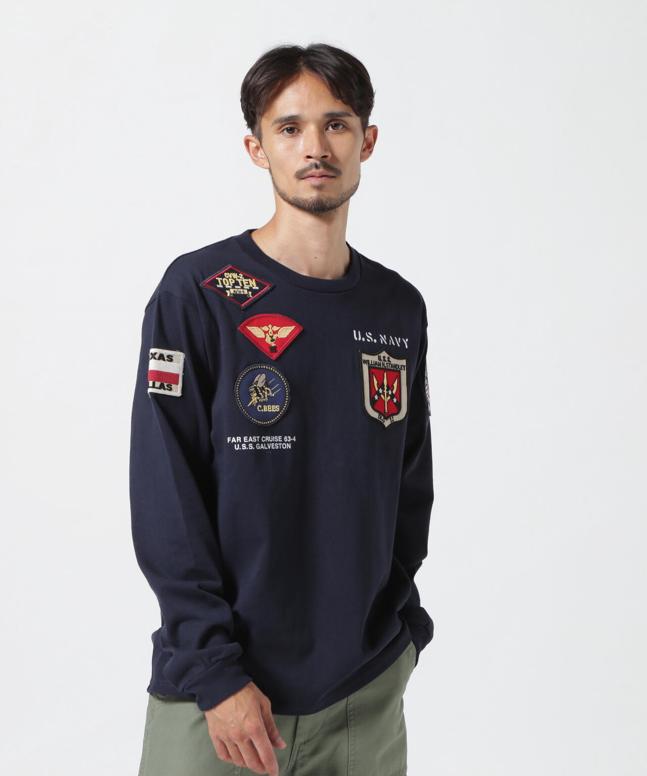 《WEB&DEPOT限定》TOP GUN PATCHED L/S T-SHIRT / トップガン パッチド 長袖 Tシャツ / AVIREX