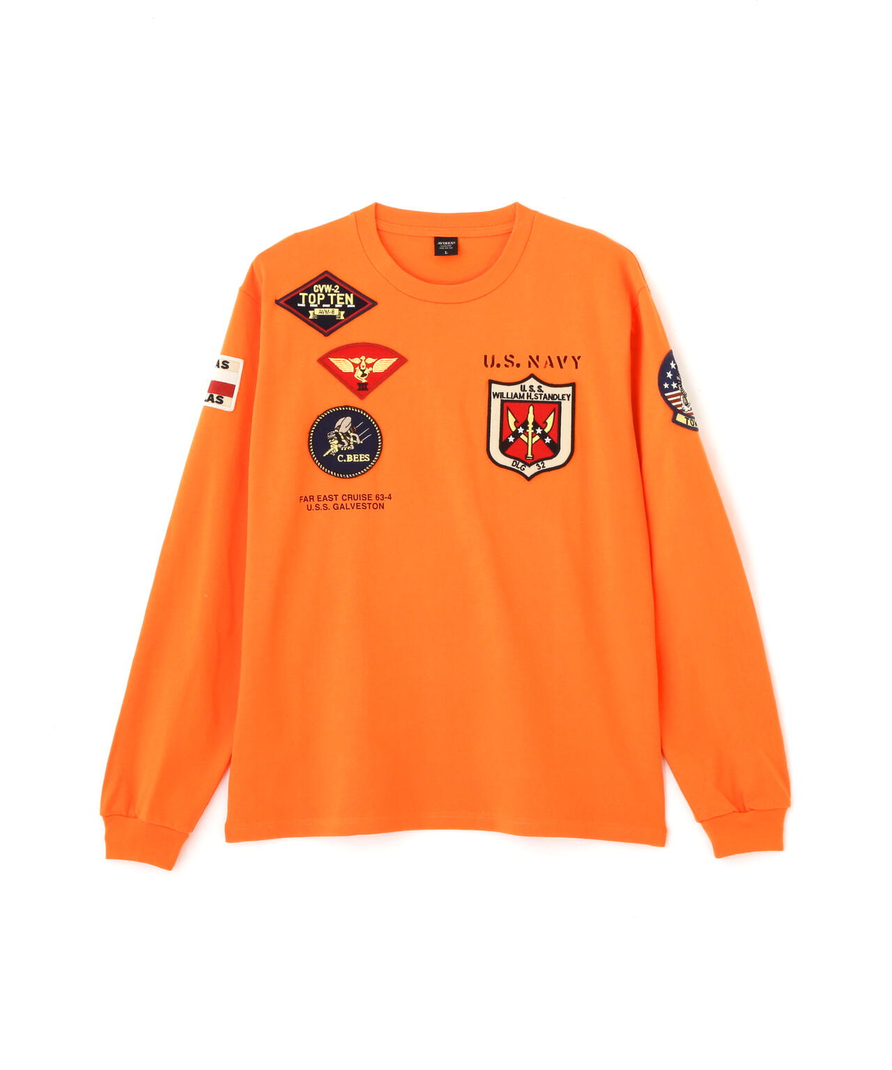 《WEB&DEPOT限定》TOP GUN PATCHED L/S T-SHIRT / トップガン パッチド 長袖 Tシャツ / AVIREX
