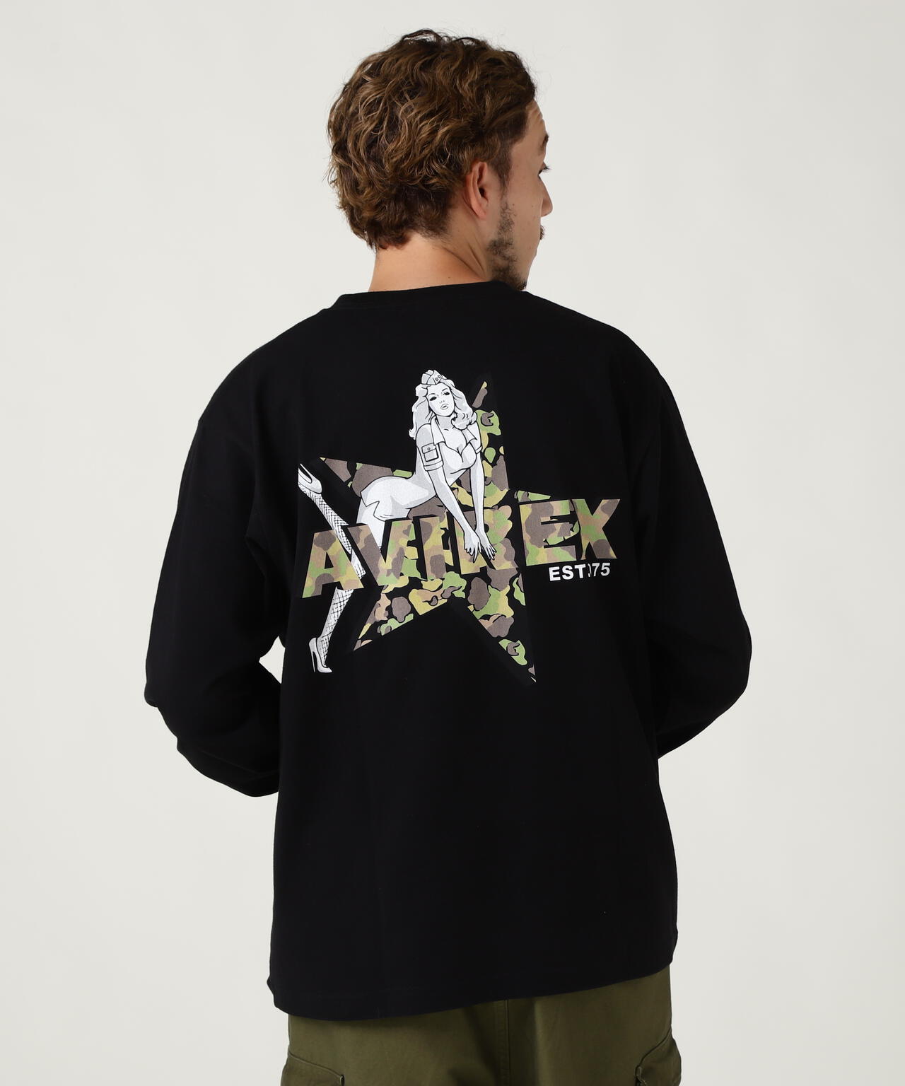 《WEB限定》CAMOUFLAGE STAR & PINUP GIRL L/S T-SHIRT /