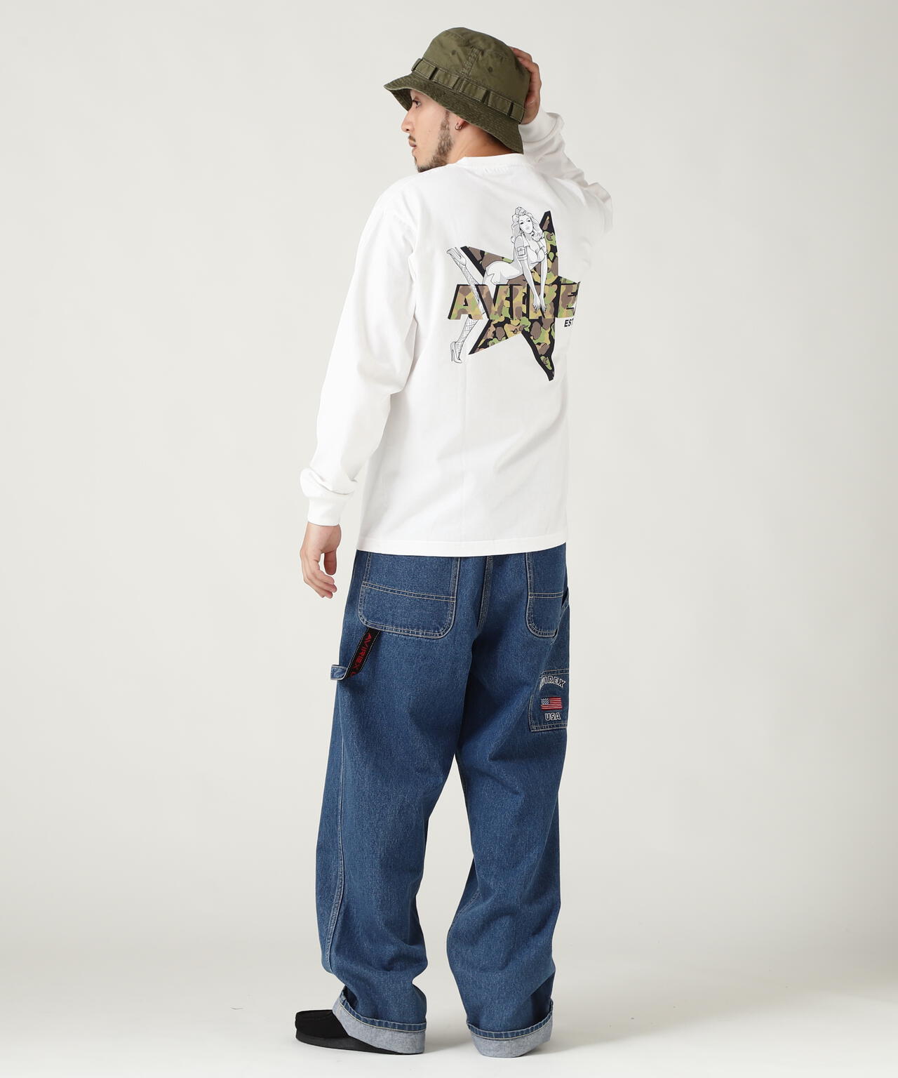 《WEB限定》CAMOUFLAGE STAR & PINUP GIRL L/S T-SHIRT /