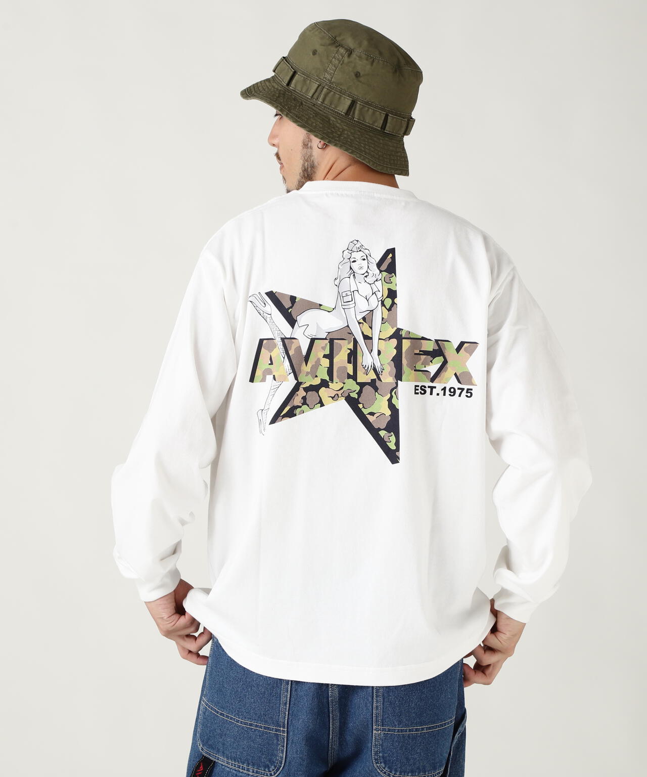 《WEB限定》CAMOUFLAGE STAR & PINUP GIRL L/S T-SHIRT /