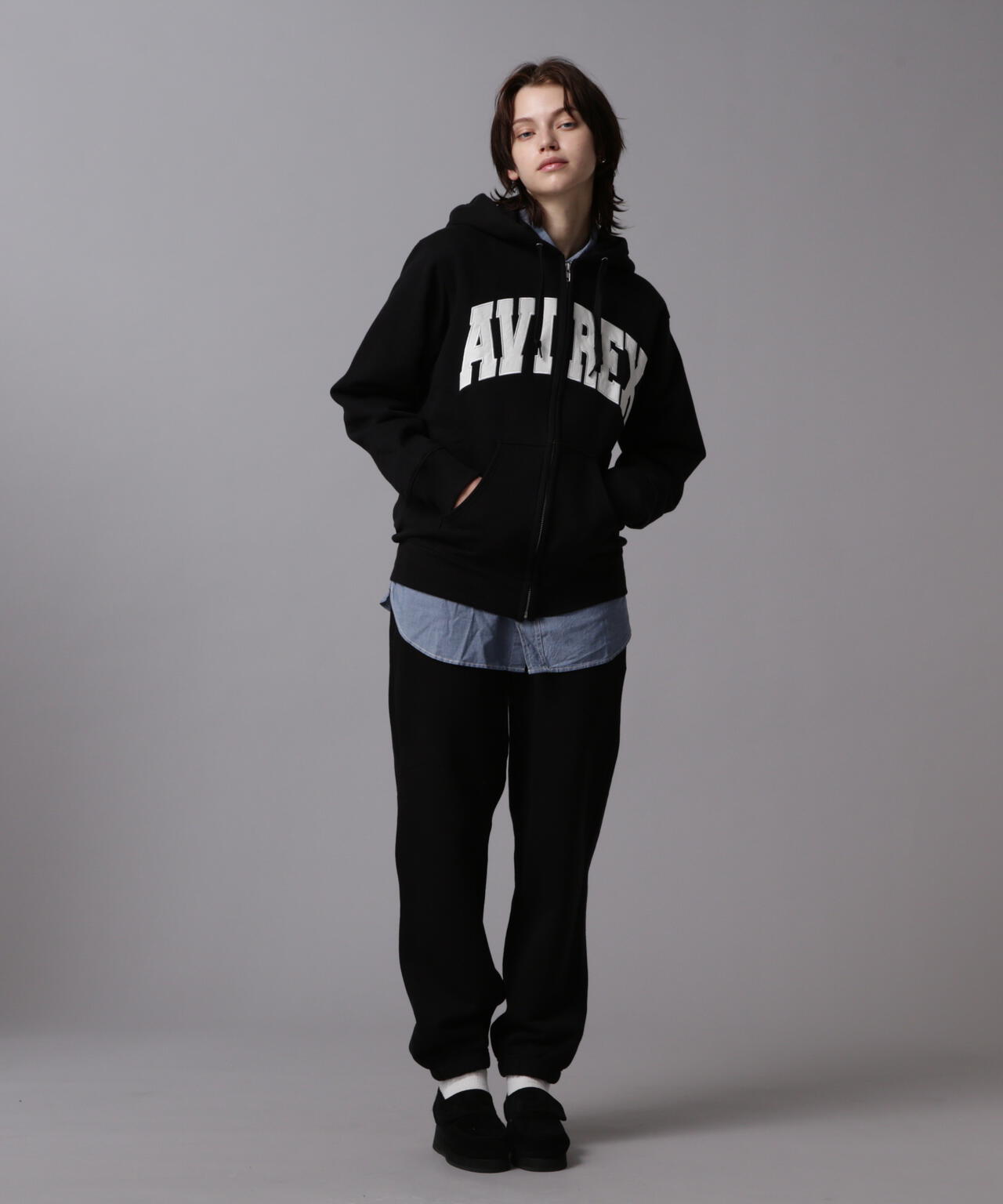《DAILY/デイリー》ZIP UP SWEAT PARKA LOGO / ジップアップ スウェット パーカー ロゴ / AVIREX /