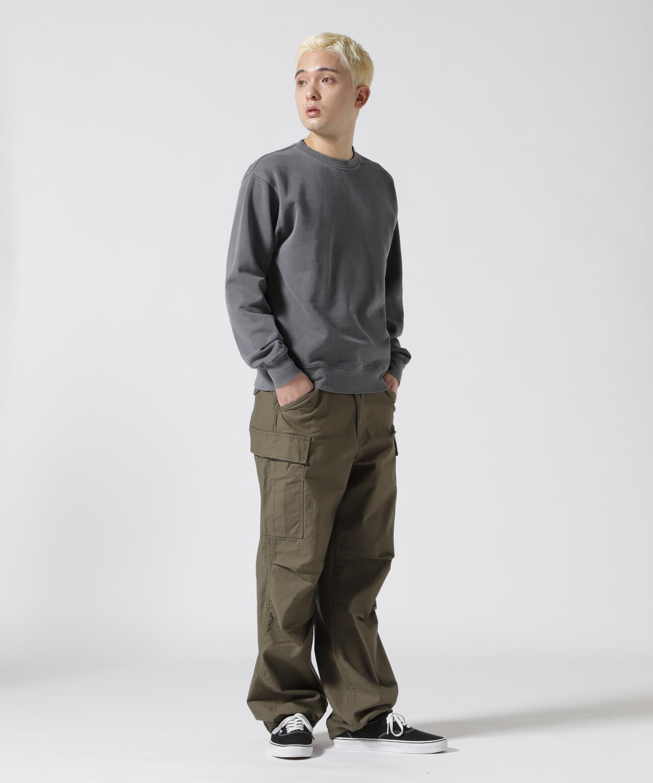 《DAILY/デイリー》FADE WASH CREW NECK SWEAT / フェード ウォッシュ クルーネック スウェット