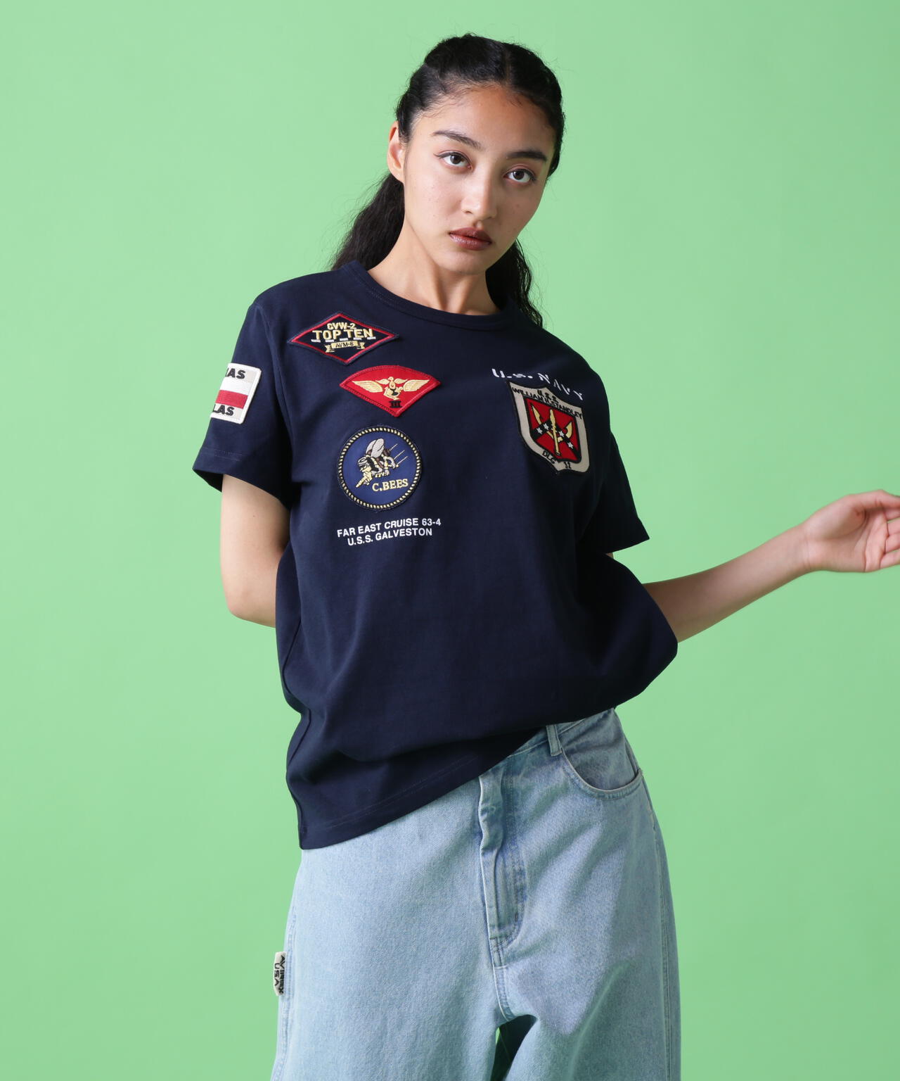 《WEB&DEPOT限定》トップガン ワッペン Tシャツ/ TOP GUN WAPPEN S/S CREW NECK T-SHIRT