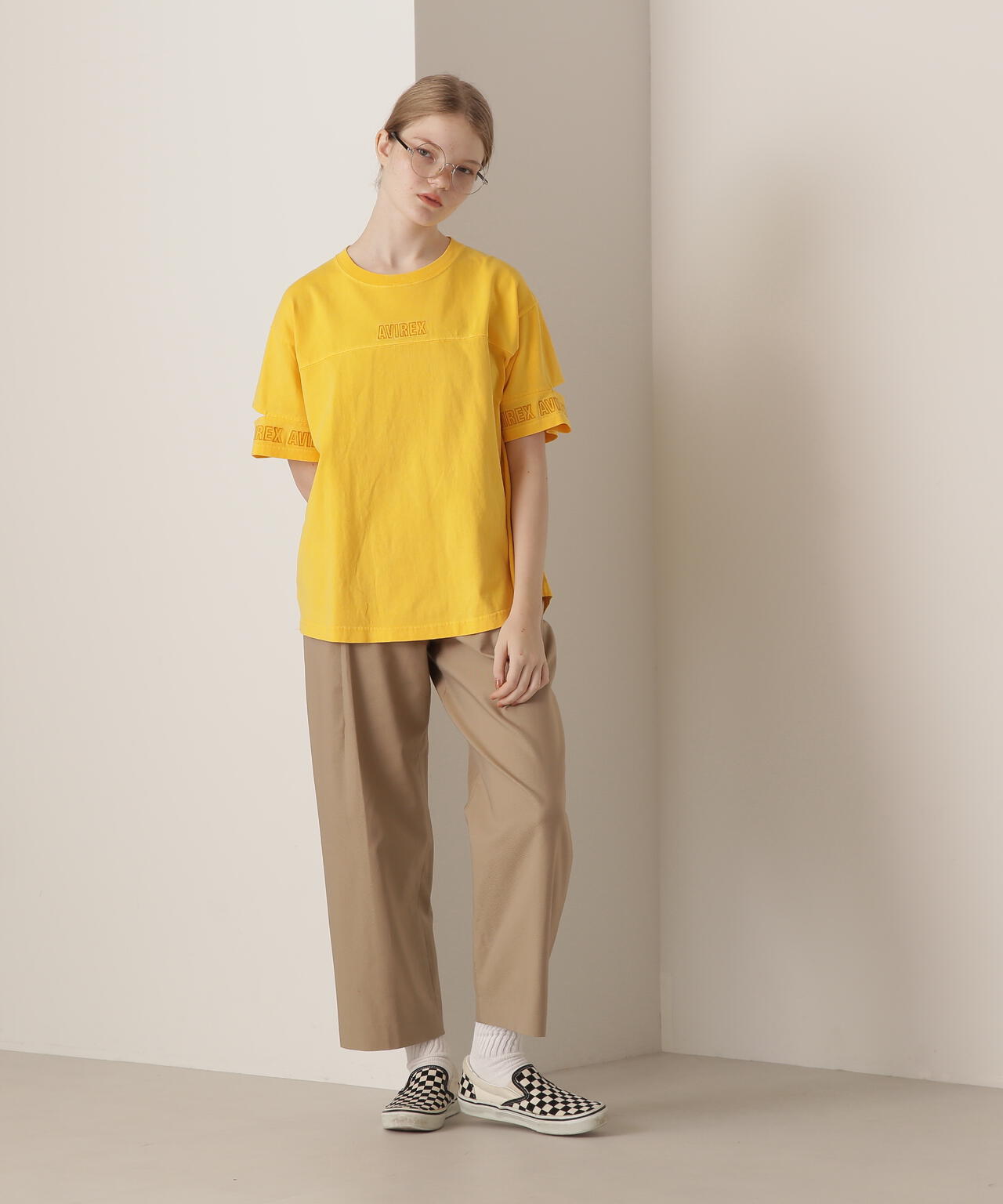 FADE WASH CUFFS OPEN EMBROIDERY T-SHIRT/フェイドウォッシュ カフスオープン刺繍Tシャツ