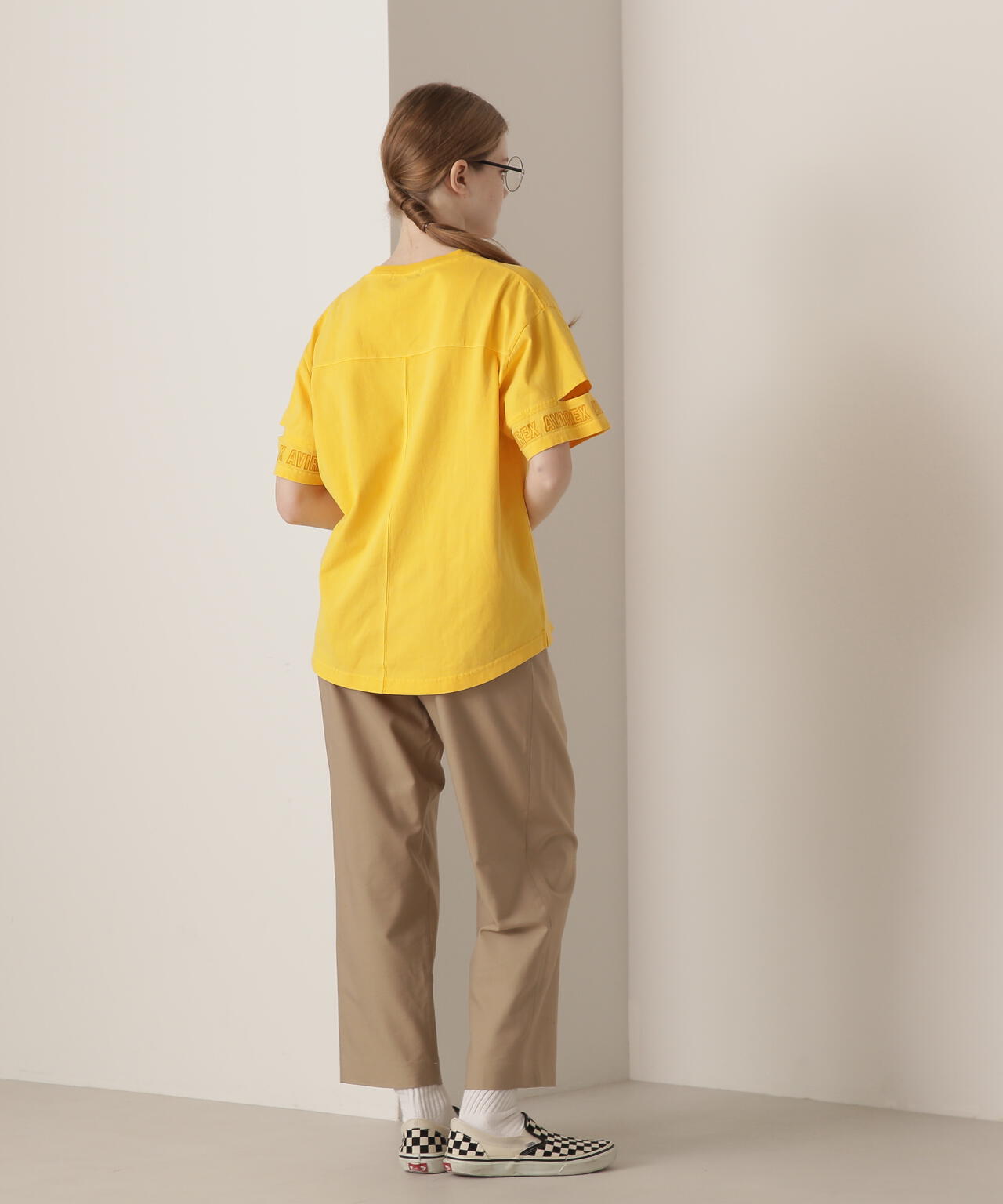 FADE WASH CUFFS OPEN EMBROIDERY T-SHIRT/フェイドウォッシュ カフスオープン刺繍Tシャツ