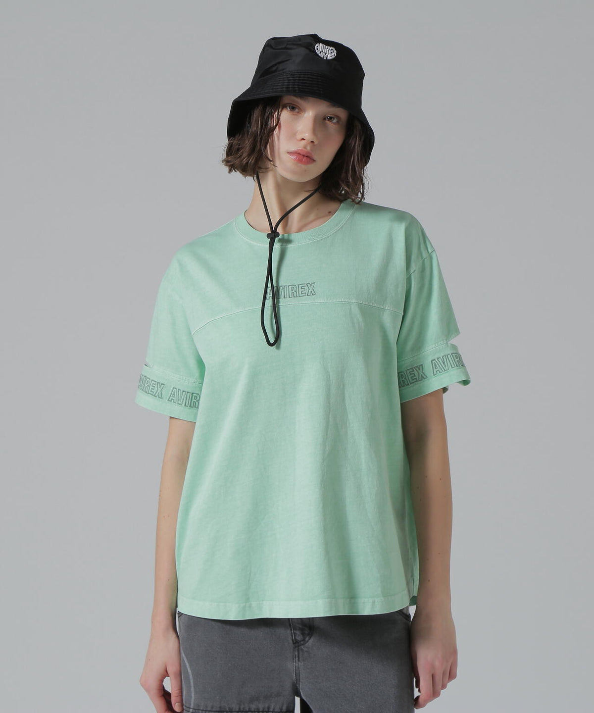 FADE WASH CUFFS OPEN EMBROIDERY T-SHIRT/フェイドウォッシュ カフスオープン刺繍Tシャツ