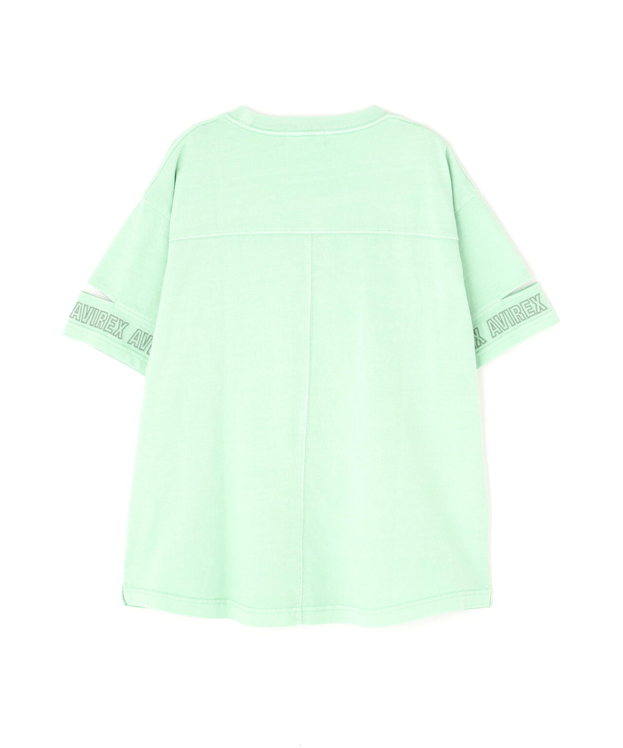 FADE WASH CUFFS OPEN EMBROIDERY T-SHIRT/フェイドウォッシュ カフスオープン刺繍Tシャツ