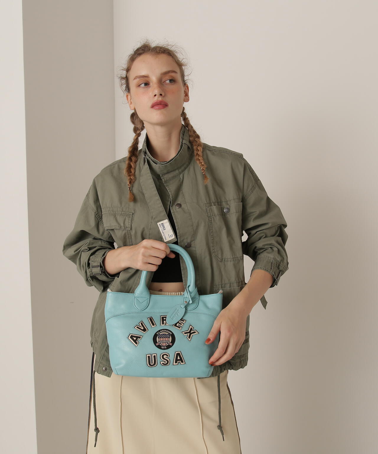 バーシティー レザー ミニ トートバッグ/VARSITY LEATHER MINI TOTE BAG/AVX5626