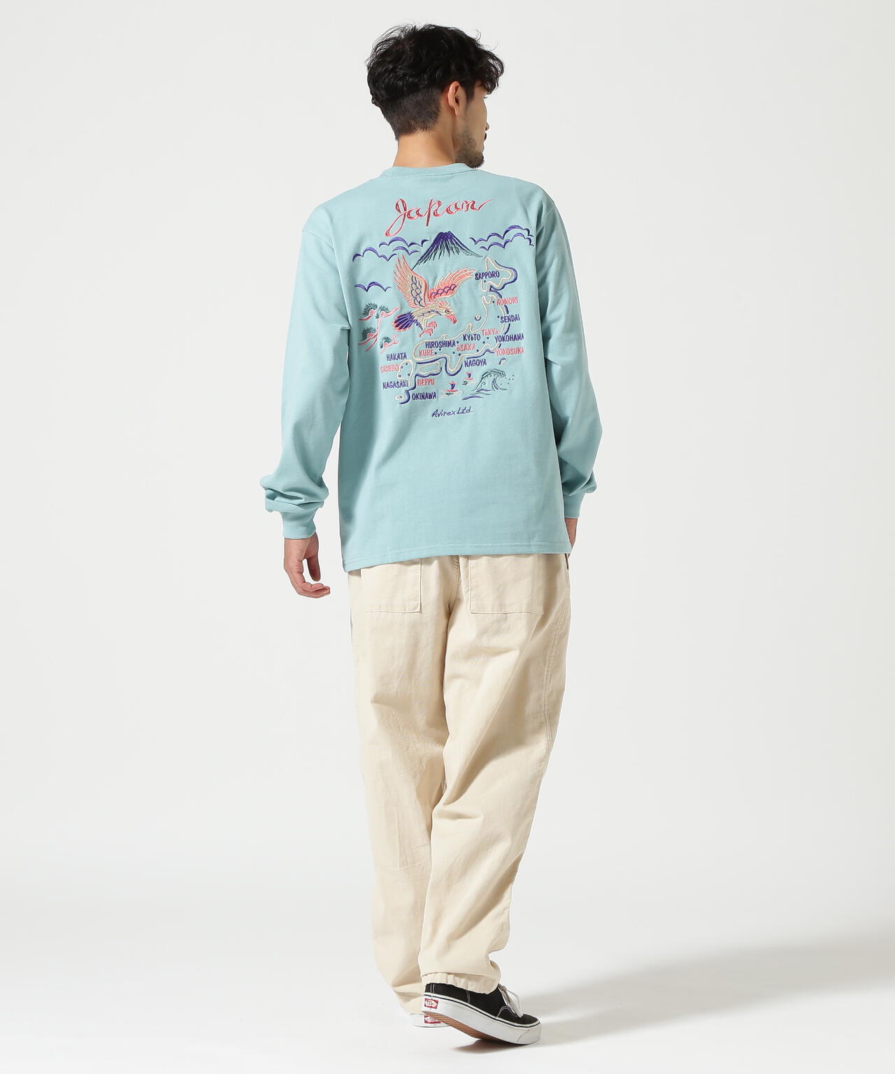 EMBROIDERY T-SHIRT "JAPAN MAP" / エンブロイダリー 長袖Tシャツ "ジャパン マップ" / AVIREX /