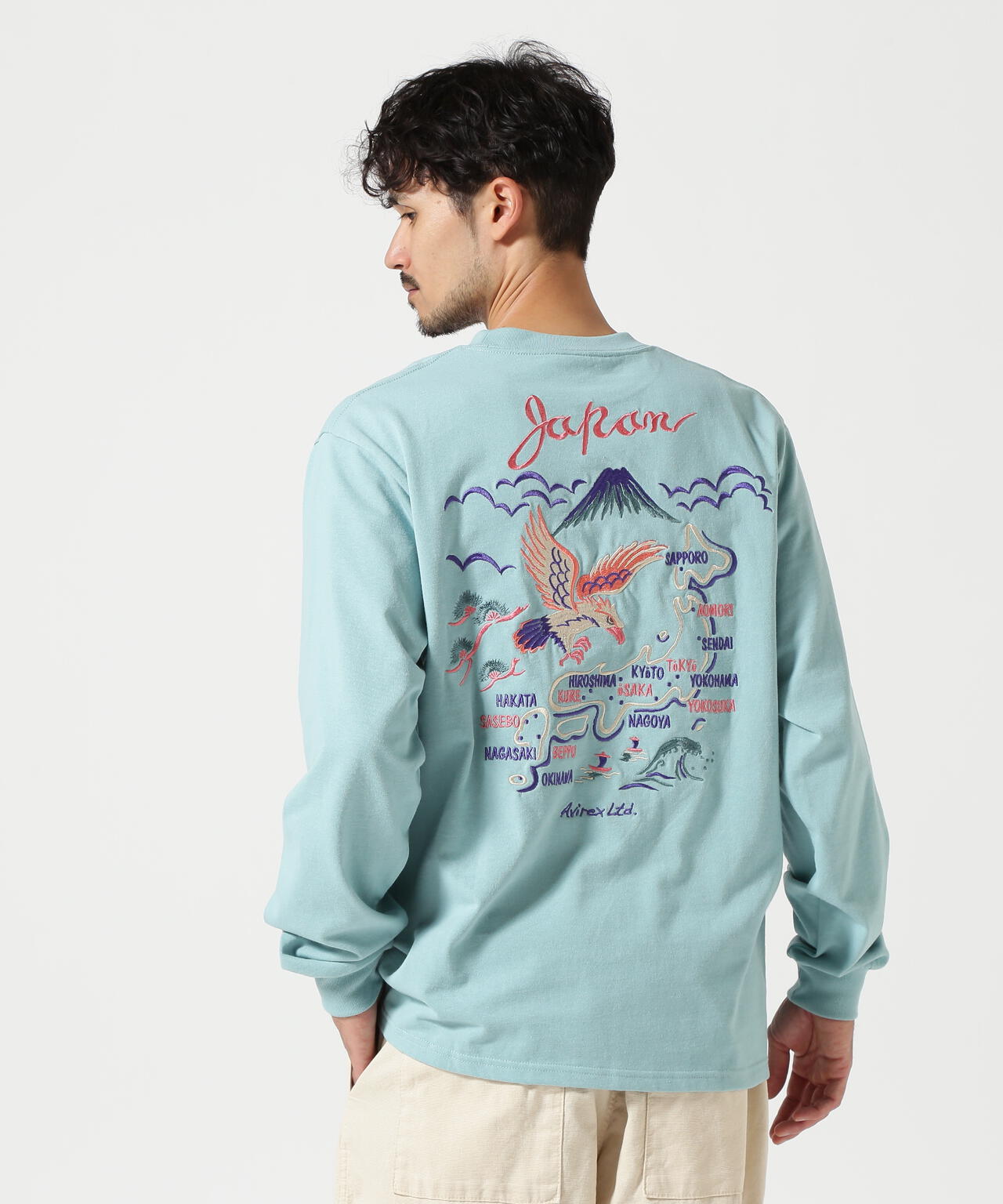 EMBROIDERY T-SHIRT "JAPAN MAP" / エンブロイダリー 長袖Tシャツ "ジャパン マップ" / AVIREX /