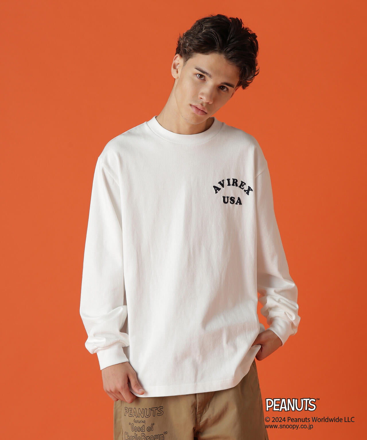 《AVIREX × PEANUTS》LONGSLEEVE T-SHIRT "FLYING ACE" /長袖Tシャツ "フライング エース"