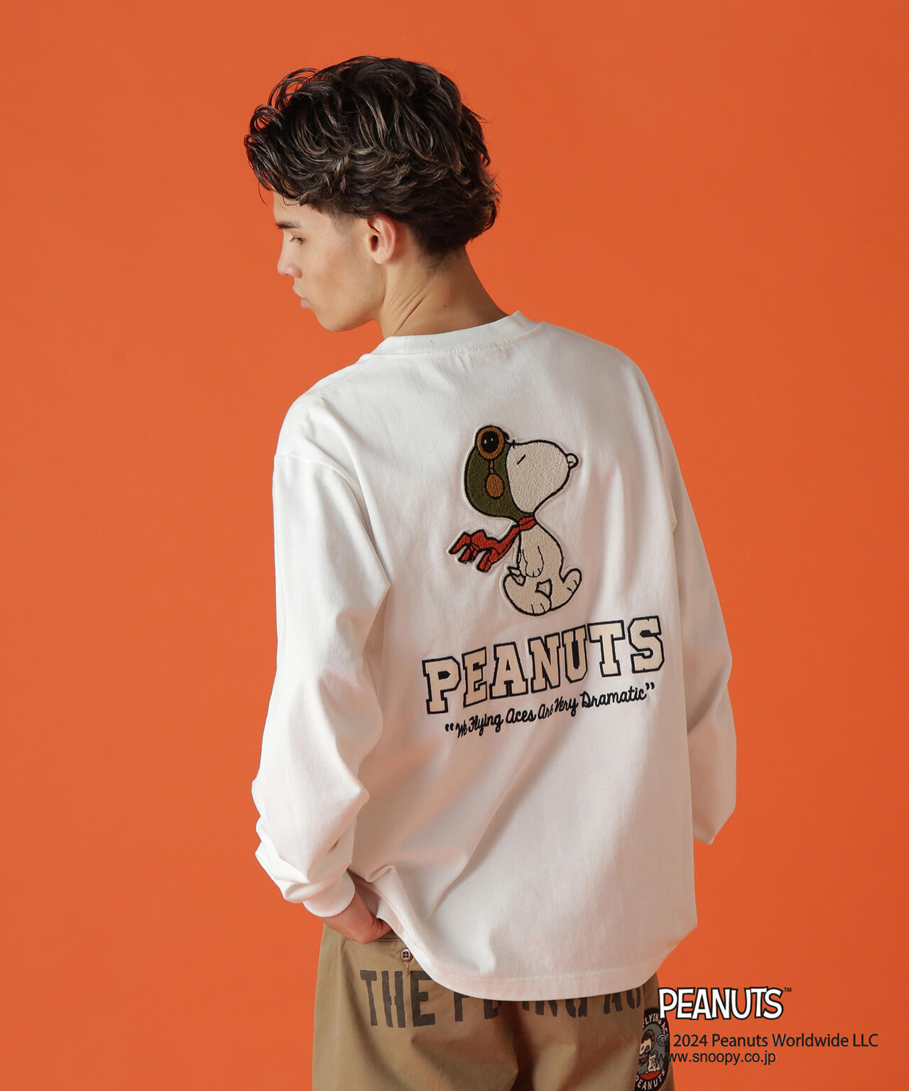 《AVIREX × PEANUTS》LONGSLEEVE T-SHIRT "FLYING ACE" /長袖Tシャツ "フライング エース"