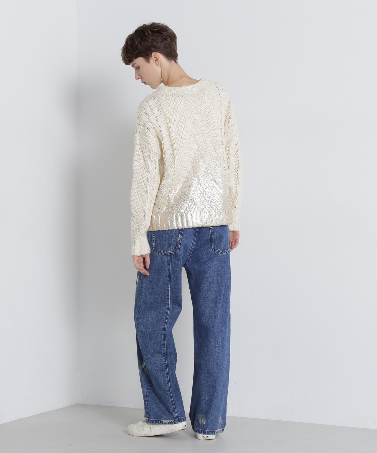 FOIL PRINT KNIT TOPS/箔プリントニットトップス