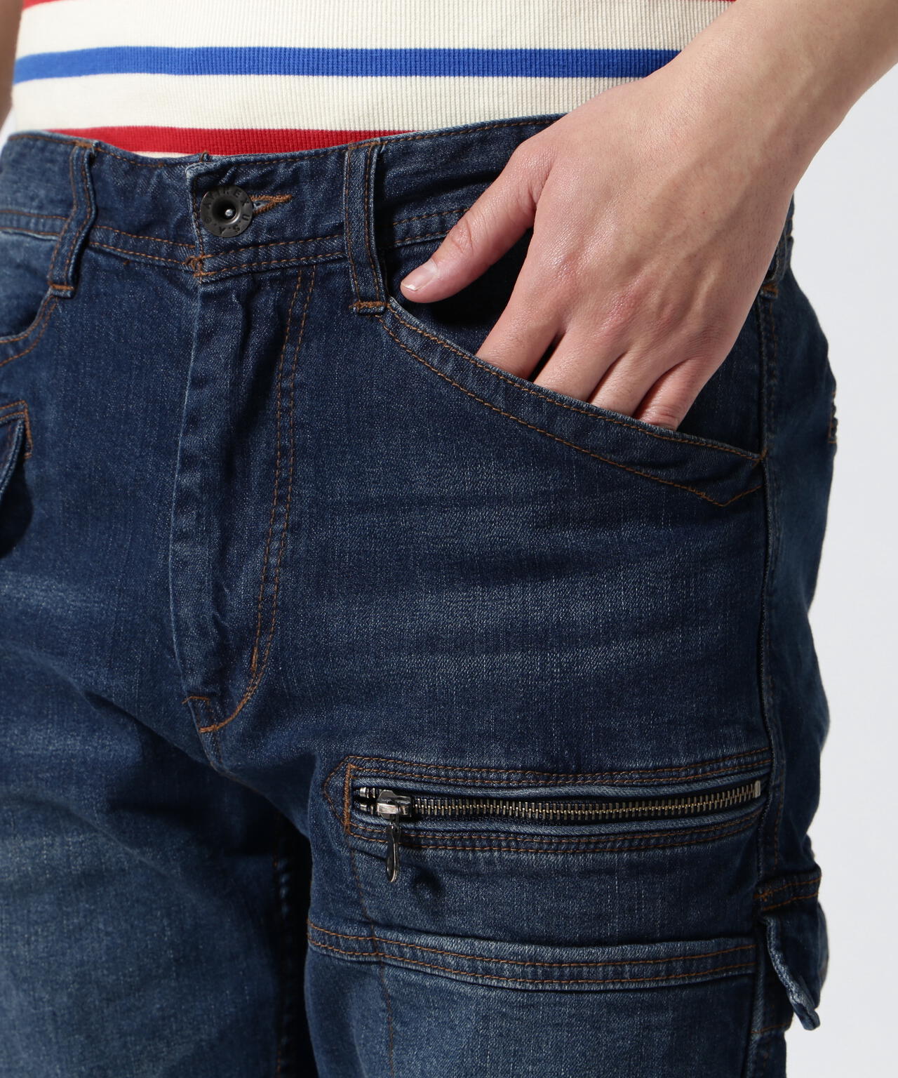 《直営店限定》STRETCH DENIM POCKET PANTS / ストレッチ デニム ポケット パンツ / AVIREX