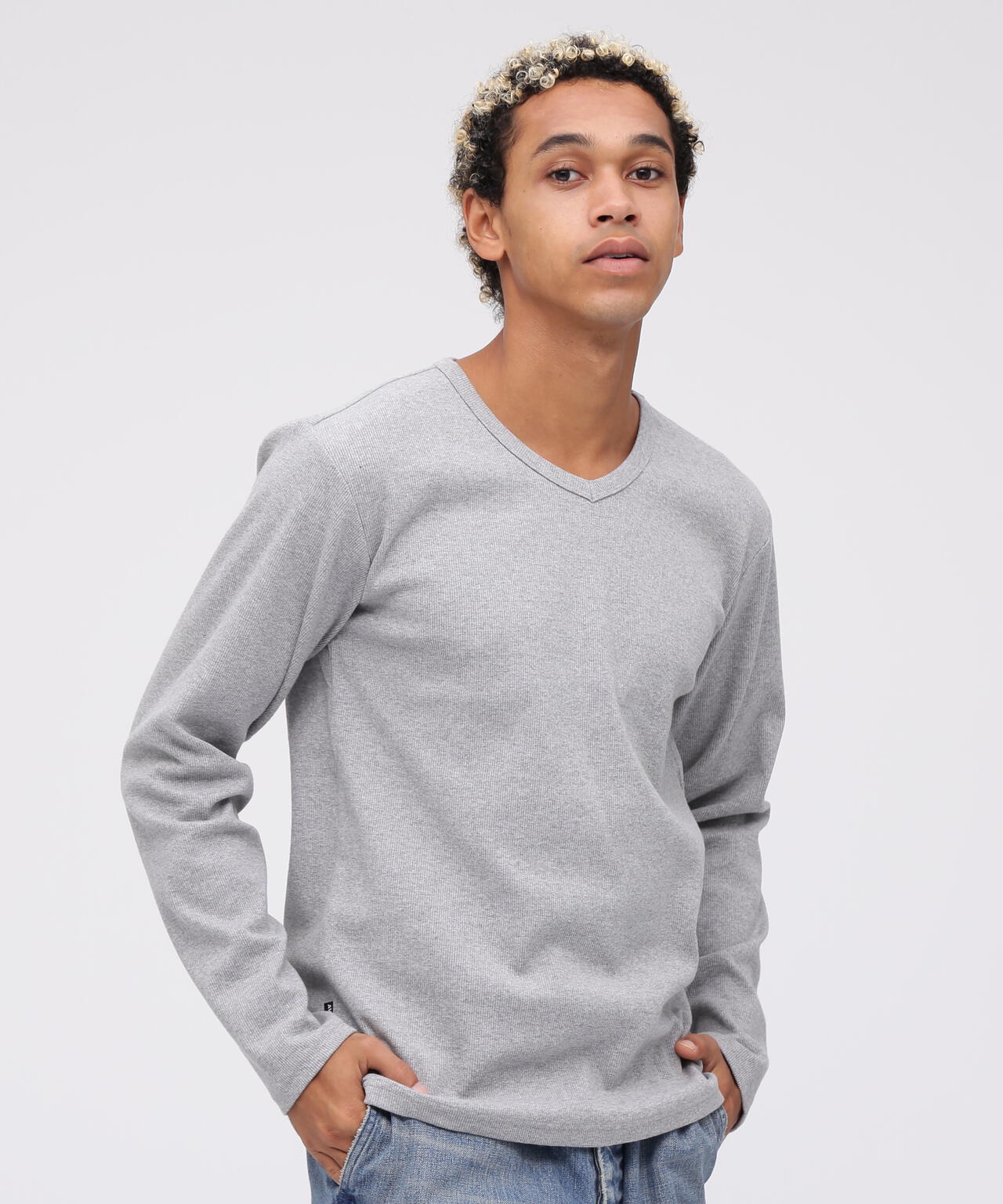 《DAILY》RIB L/S V-NECK T-SHIRT