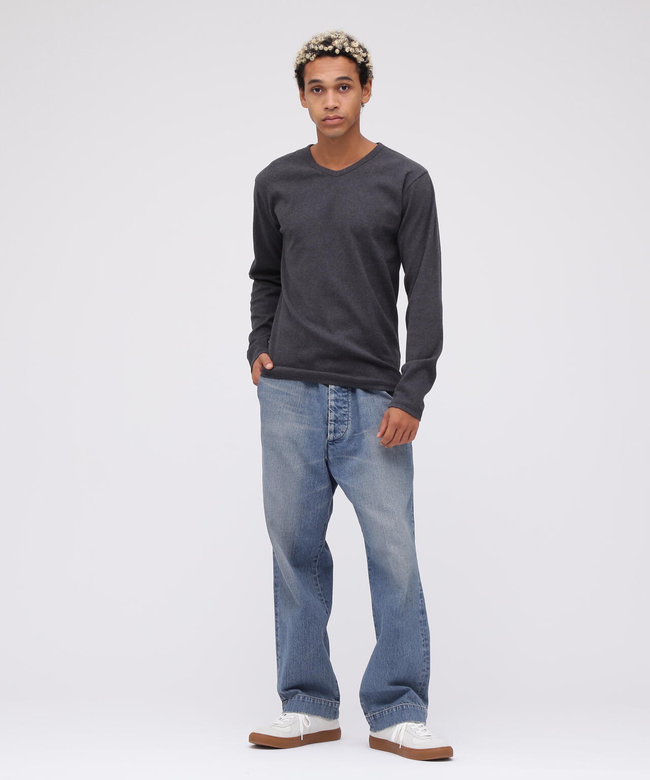 《DAILY》RIB L/S V-NECK T-SHIRT