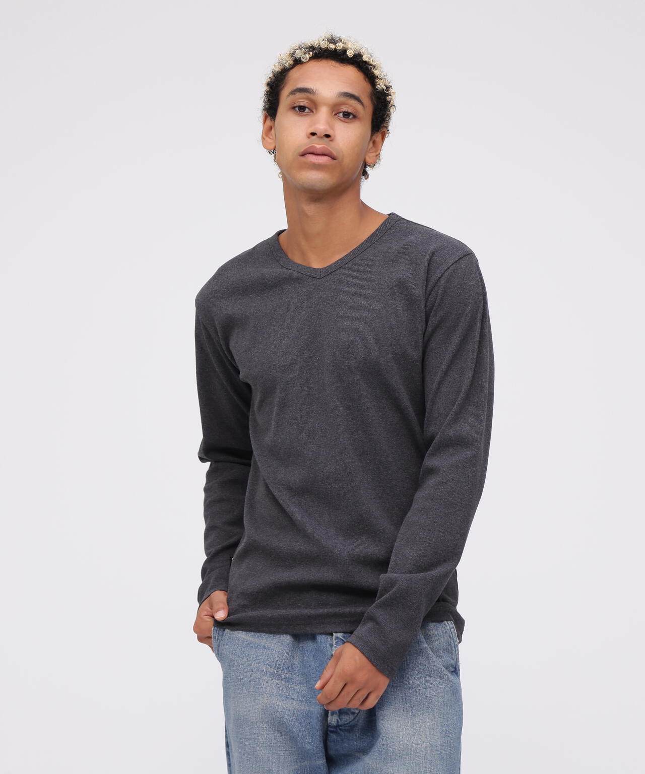 《DAILY》RIB L/S V-NECK T-SHIRT