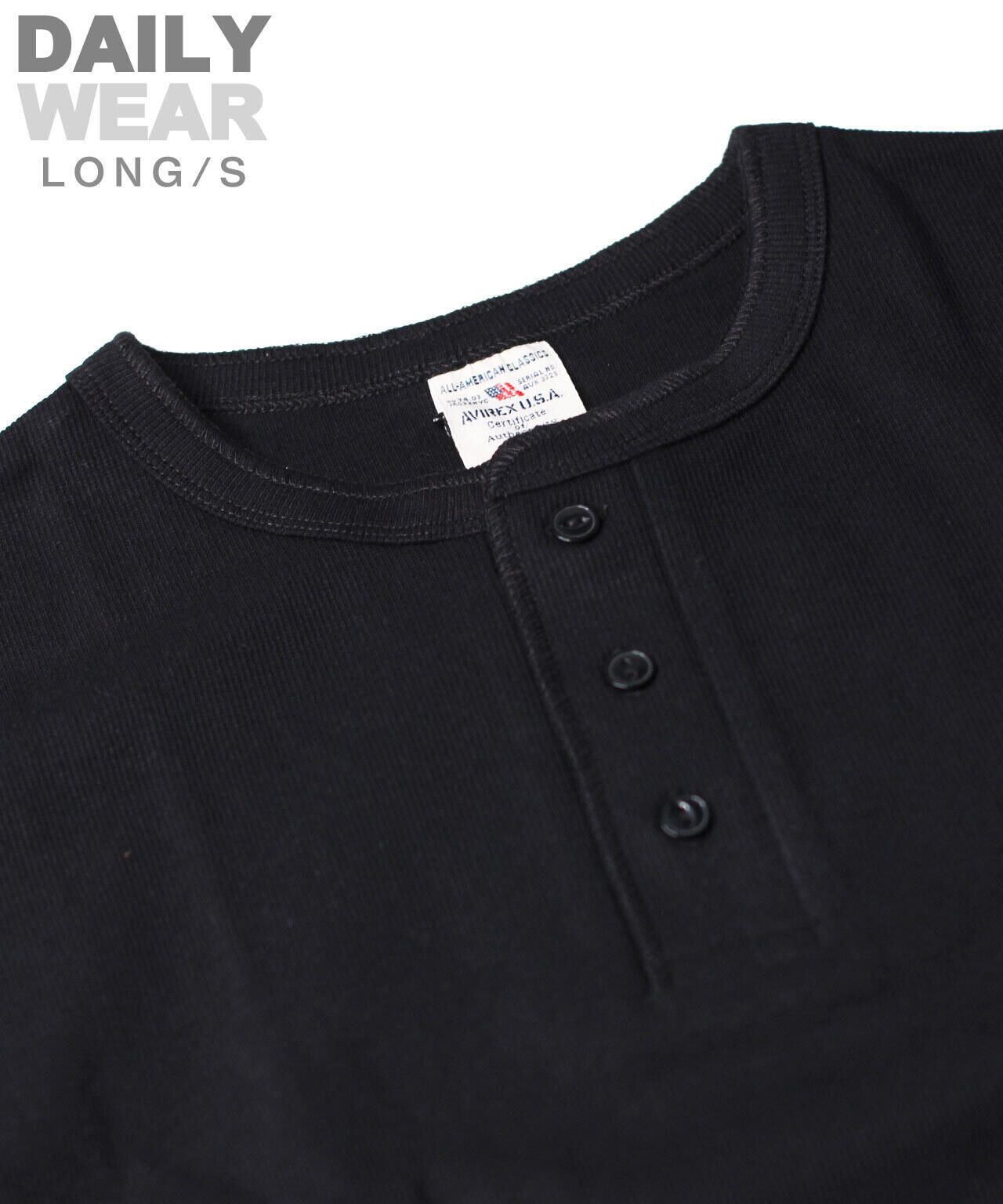 《DAILY/デイリー》RIB L/S HENLEY NECK T-SHIRT