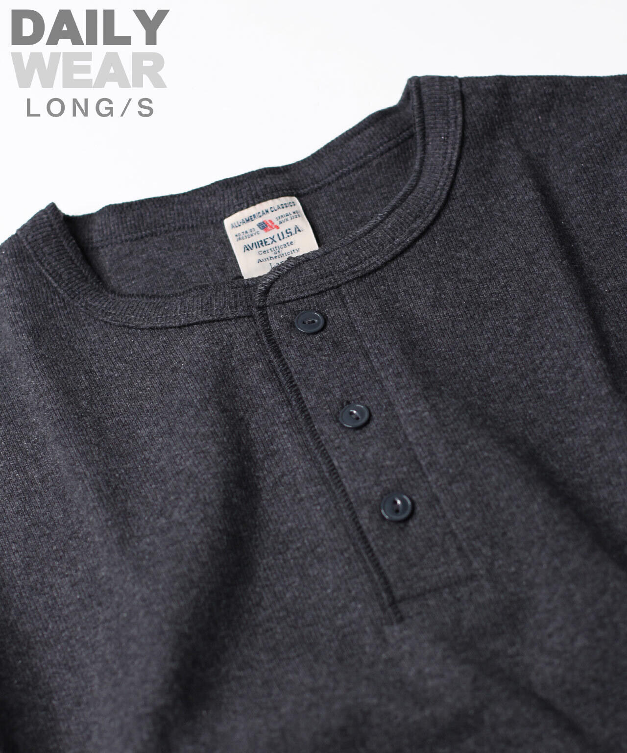 《DAILY/デイリー》RIB L/S HENLEY NECK T-SHIRT