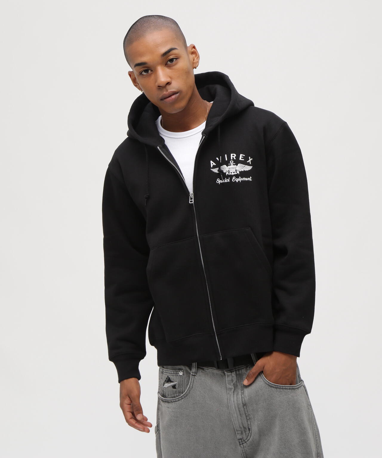 VARSITY LOGO SWEAT ZIP UP PARKA /バーシティ ロゴ スウェット ジップアップ パーカー