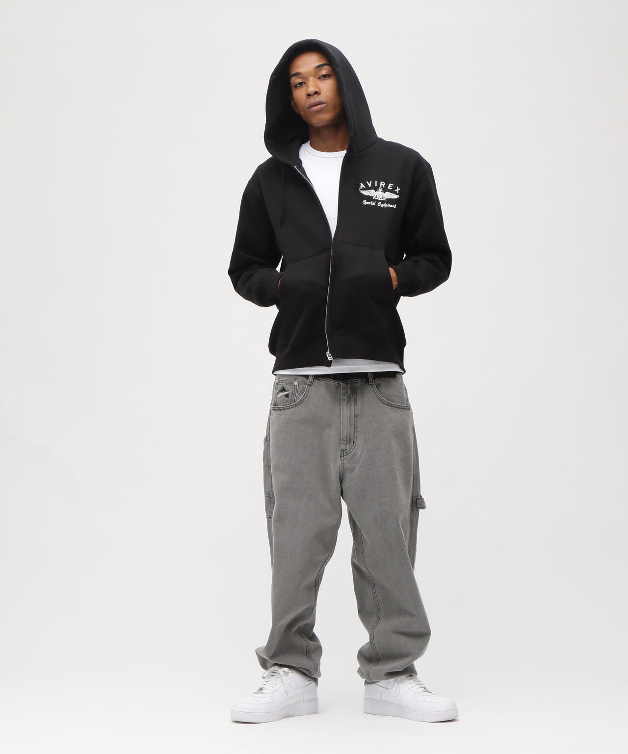 VARSITY LOGO SWEAT ZIP UP PARKA /バーシティ ロゴ スウェット ジップアップ パーカー