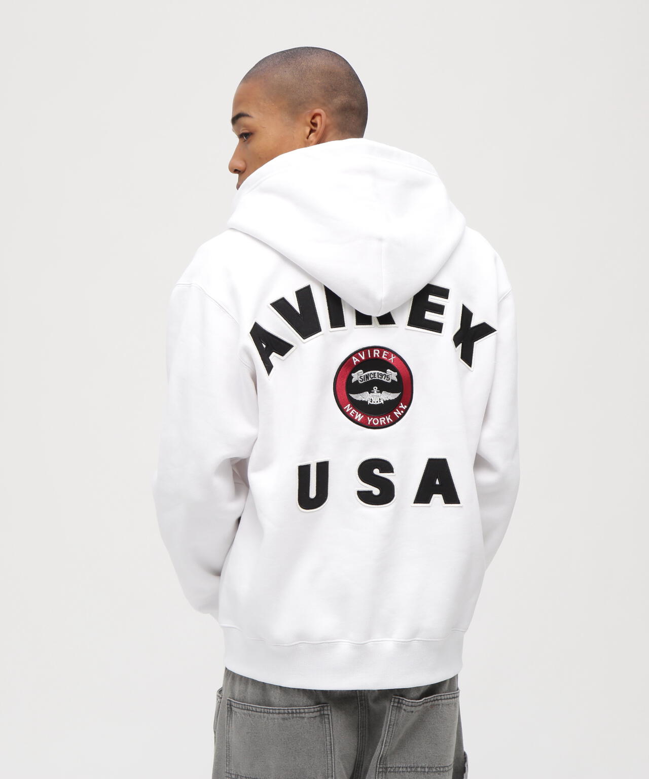 VARSITY LOGO SWEAT ZIP UP PARKA /バーシティ ロゴ スウェット ジップアップ パーカー