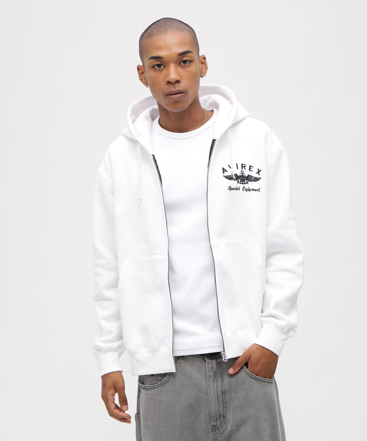 VARSITY LOGO SWEAT ZIP UP PARKA /バーシティ ロゴ スウェット ジップアップ パーカー