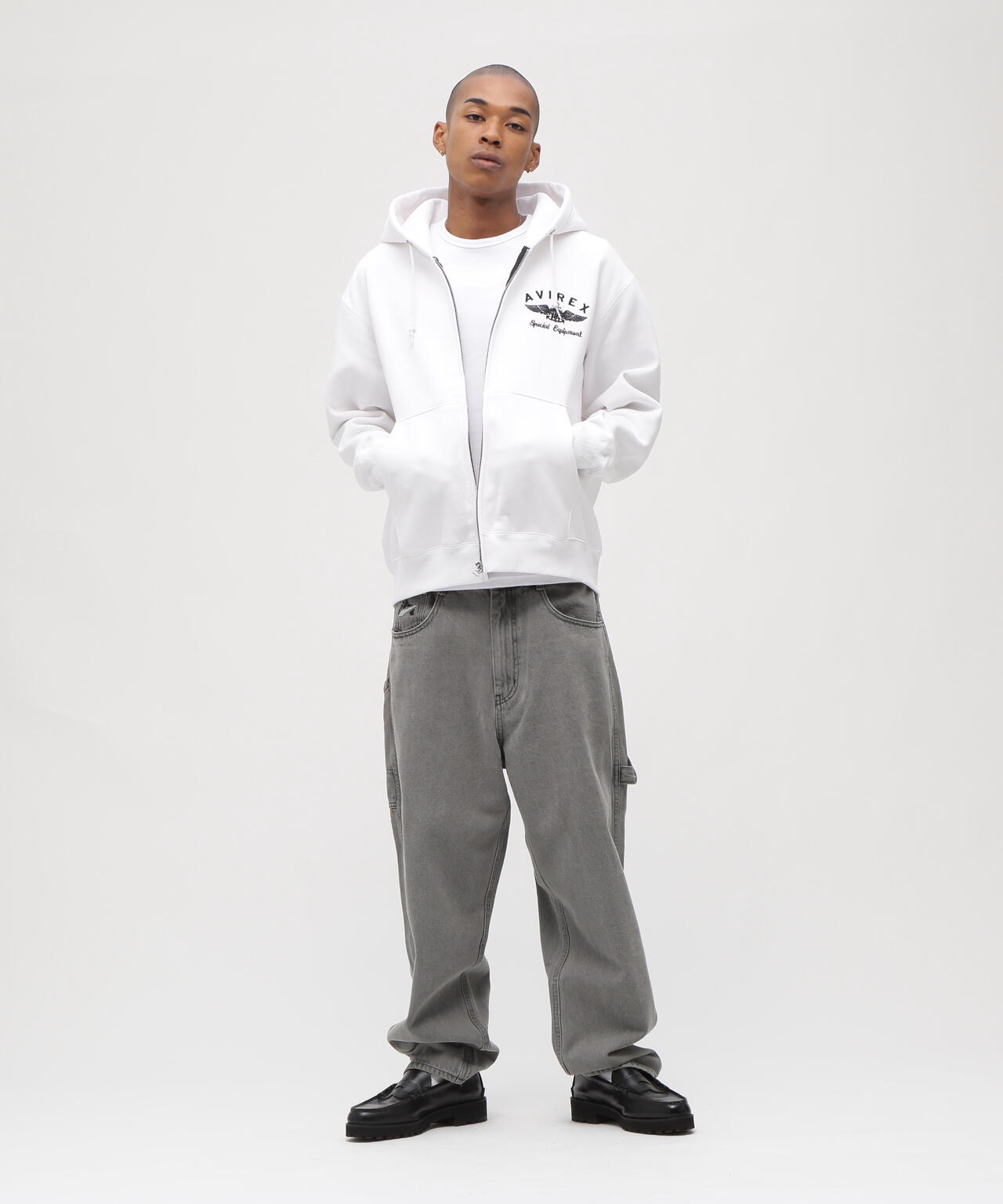 VARSITY LOGO SWEAT ZIP UP PARKA /バーシティ ロゴ スウェット ジップアップ パーカー