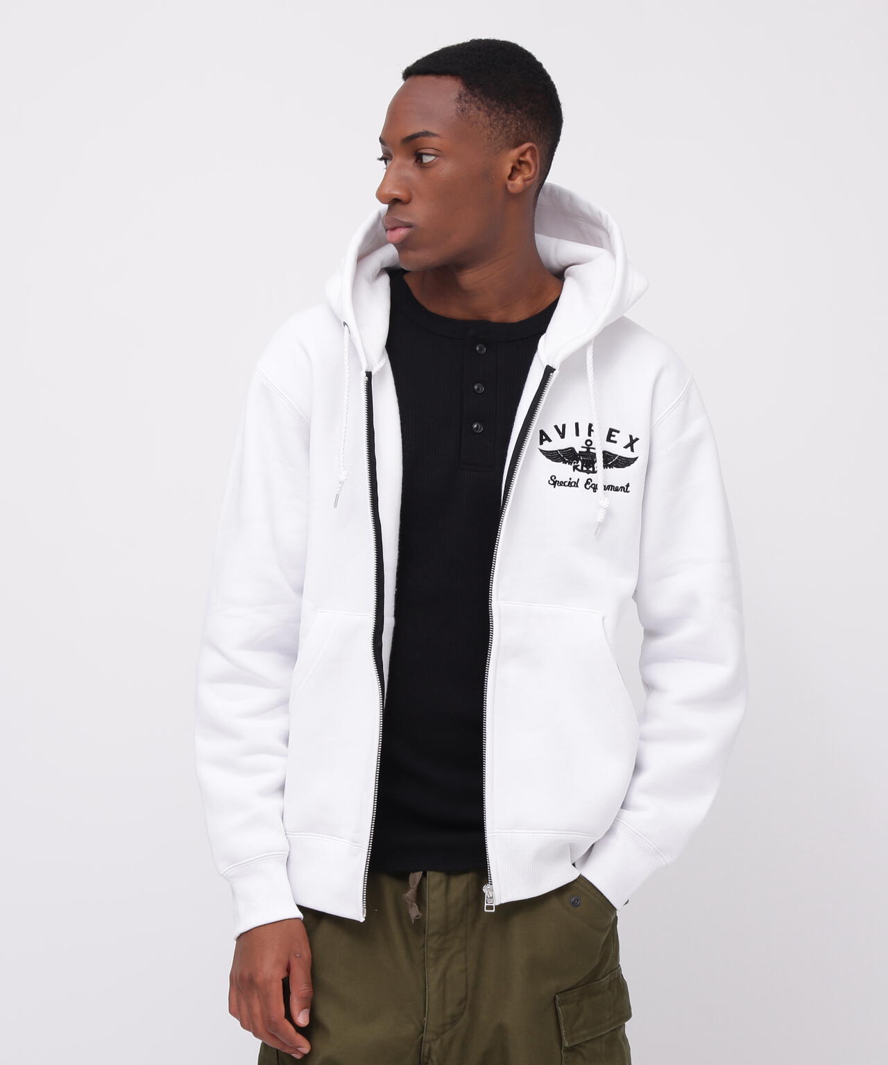 VARSITY LOGO SWEAT ZIP UP PARKA /バーシティ ロゴ スウェット ジップアップ パーカー