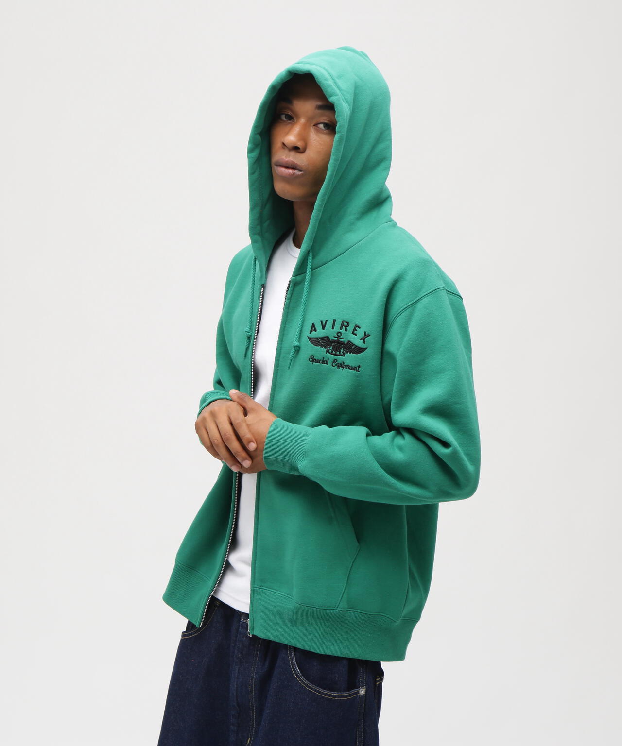 VARSITY LOGO SWEAT ZIP UP PARKA /バーシティ ロゴ スウェット ジップアップ パーカー