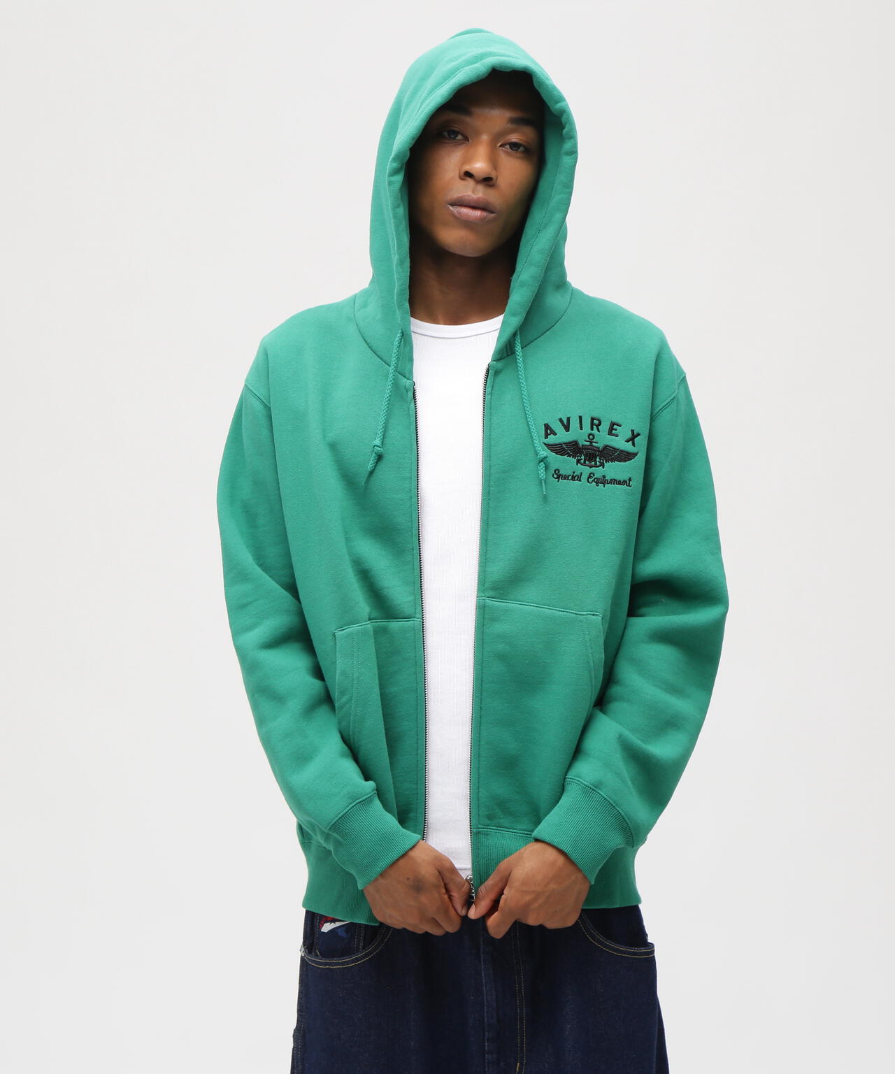 VARSITY LOGO SWEAT ZIP UP PARKA /バーシティ ロゴ スウェット ジップアップ パーカー
