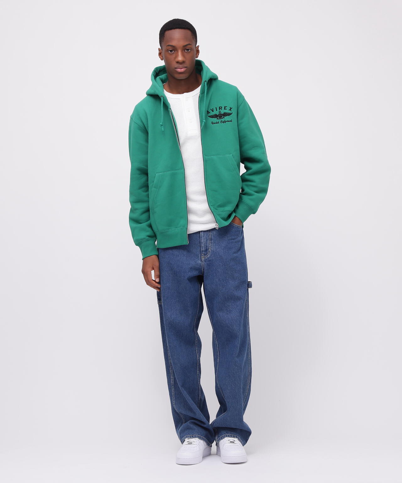 VARSITY LOGO SWEAT ZIP UP PARKA /バーシティ ロゴ スウェット ジップアップ パーカー