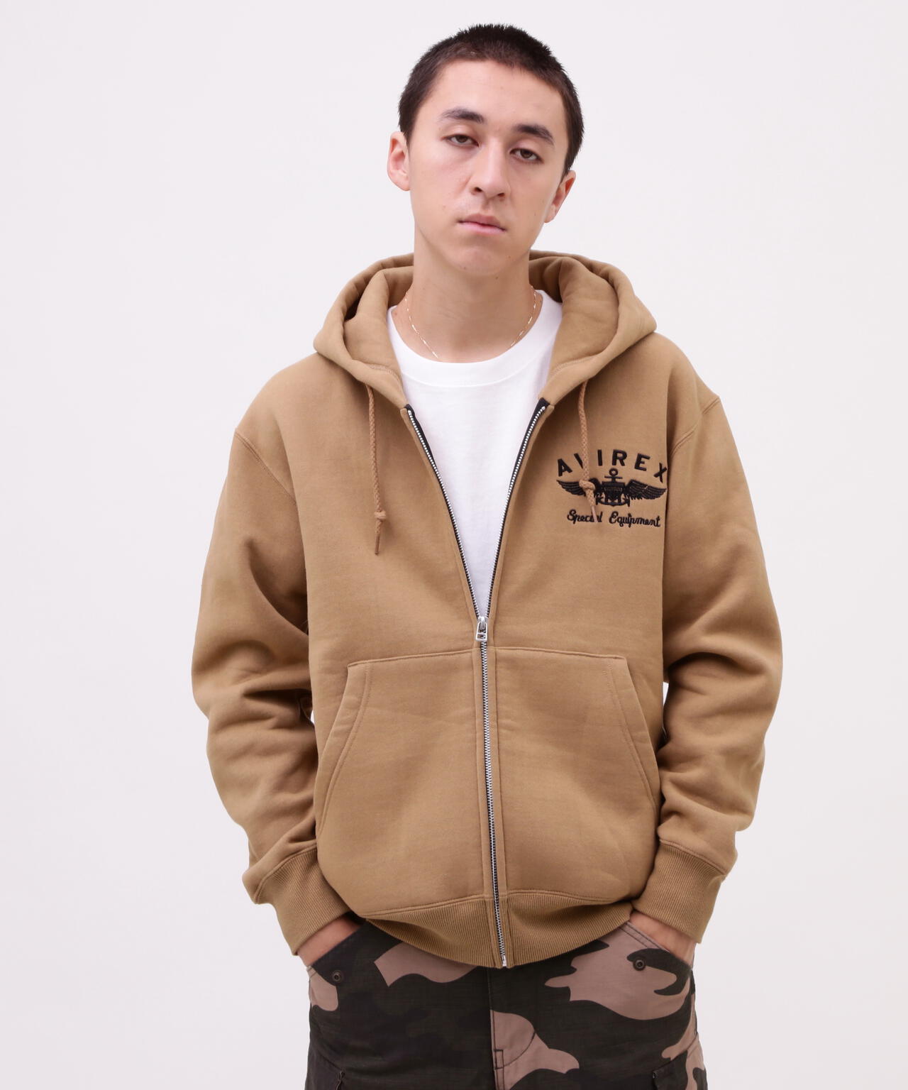 VARSITY LOGO SWEAT ZIP UP PARKA /バーシティ ロゴ スウェット ジップアップ パーカー