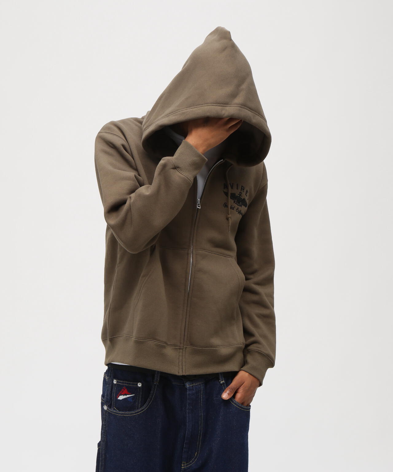 VARSITY LOGO SWEAT ZIP UP PARKA /バーシティ ロゴ スウェット ジップアップ パーカー
