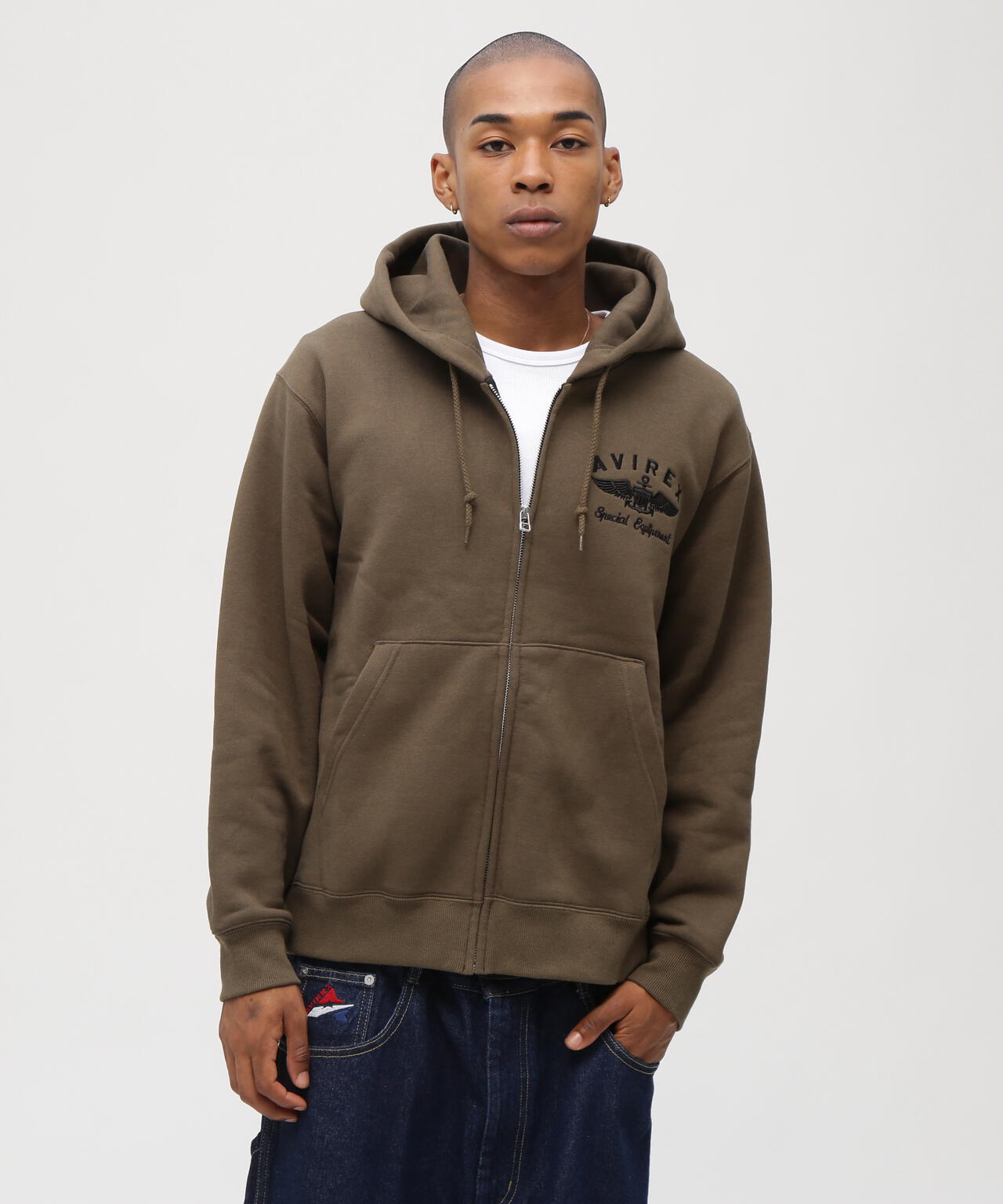 VARSITY LOGO SWEAT ZIP UP PARKA /バーシティ ロゴ スウェット ジップアップ パーカー