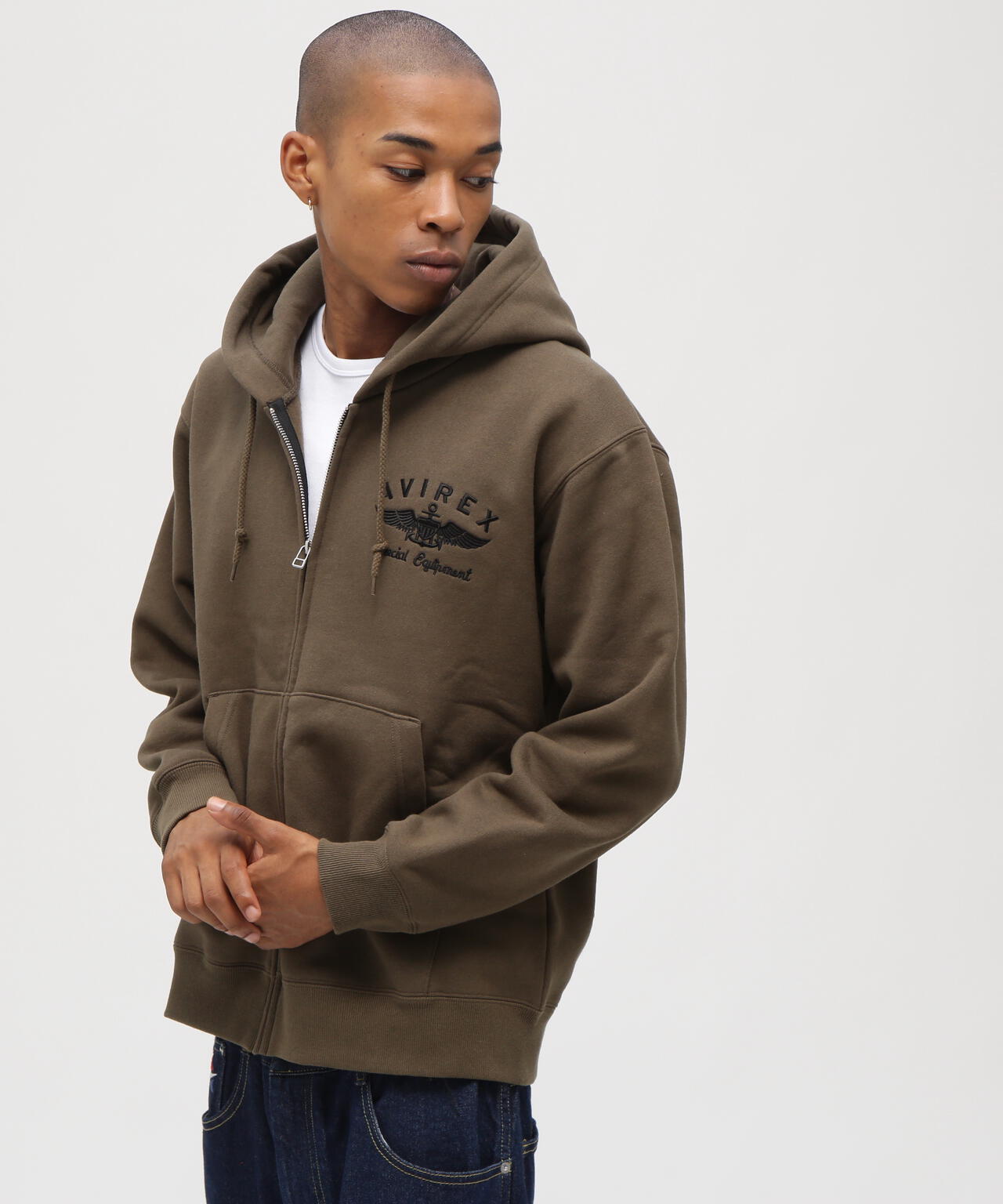 VARSITY LOGO SWEAT ZIP UP PARKA /バーシティ ロゴ スウェット ジップアップ パーカー