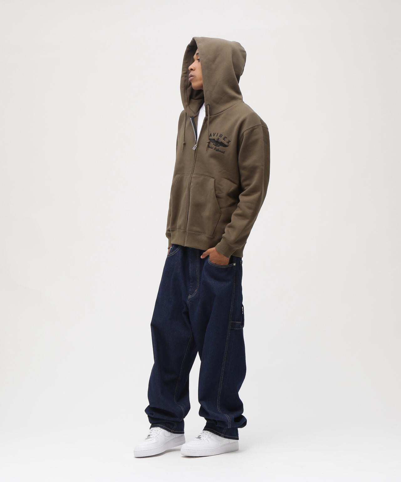 VARSITY LOGO SWEAT ZIP UP PARKA /バーシティ ロゴ スウェット ジップアップ パーカー