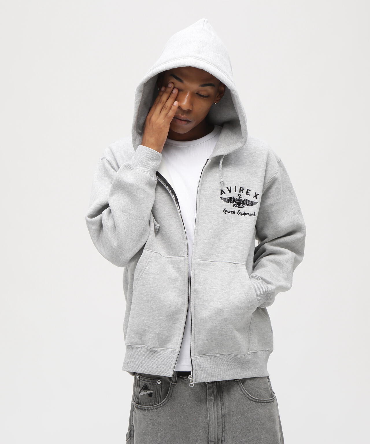 VARSITY LOGO SWEAT ZIP UP PARKA /バーシティ ロゴ スウェット ジップアップ パーカー