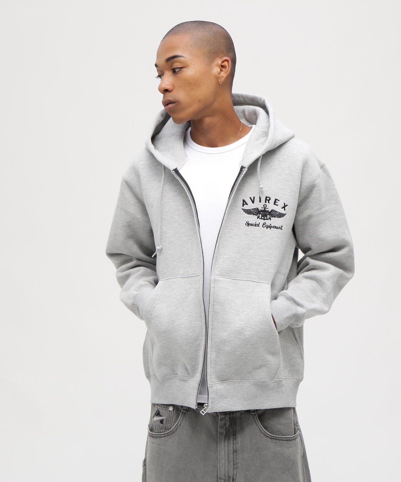 VARSITY LOGO SWEAT ZIP UP PARKA /バーシティ ロゴ スウェット ジップアップ パーカー
