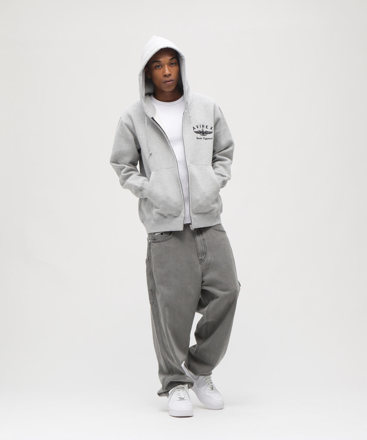 VARSITY LOGO SWEAT ZIP UP PARKA /バーシティ ロゴ スウェット ジップアップ パーカー