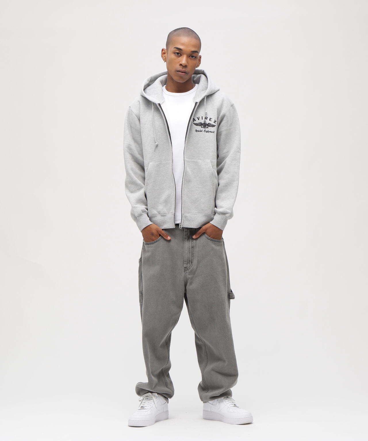 VARSITY LOGO SWEAT ZIP UP PARKA /バーシティ ロゴ スウェット ジップアップ パーカー