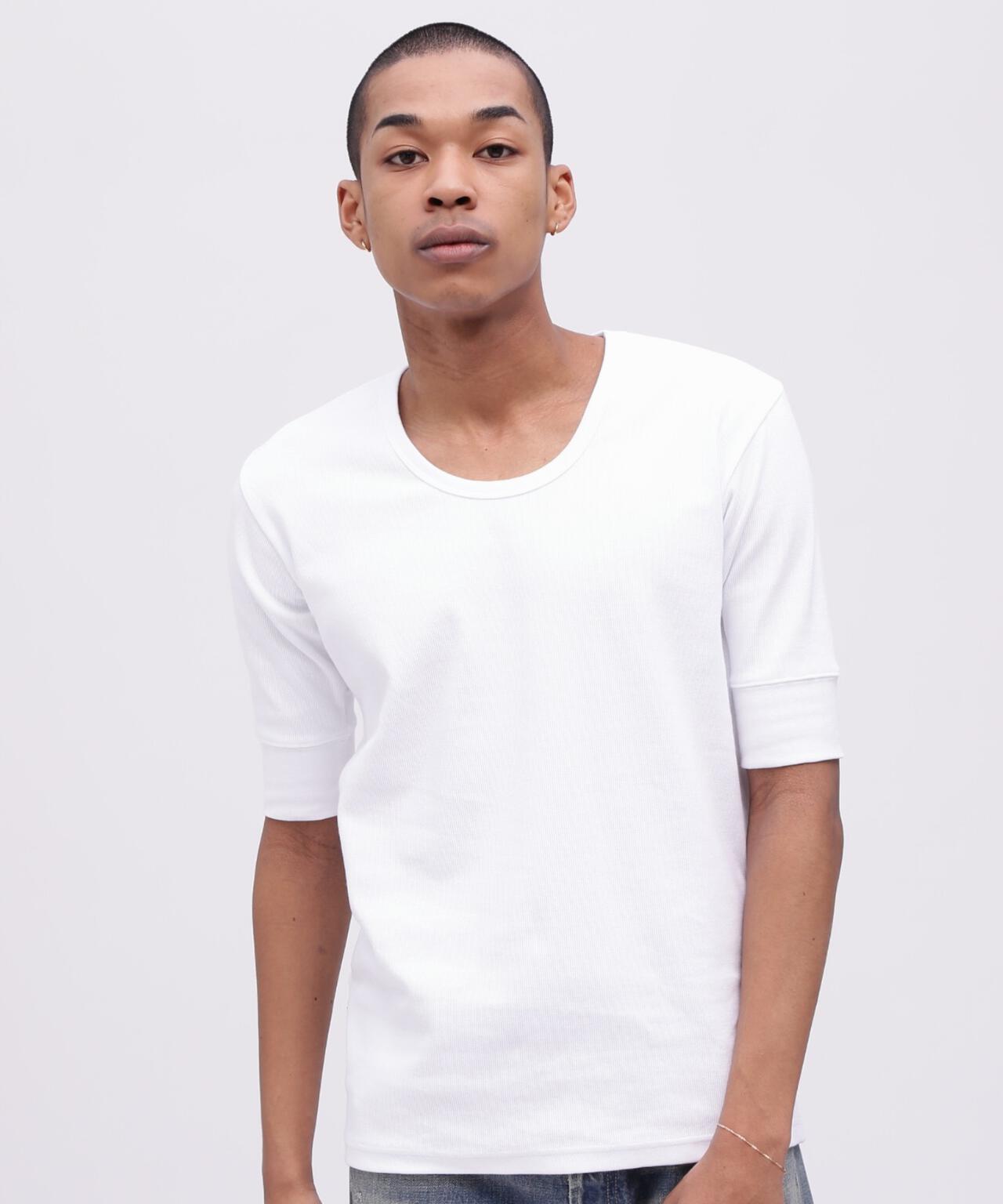 《DAILY/デイリー》HALF SLEEVE U-NECK T-SHIRT/デイリー 五分袖 Uネック Tシャツ/AVIREX
