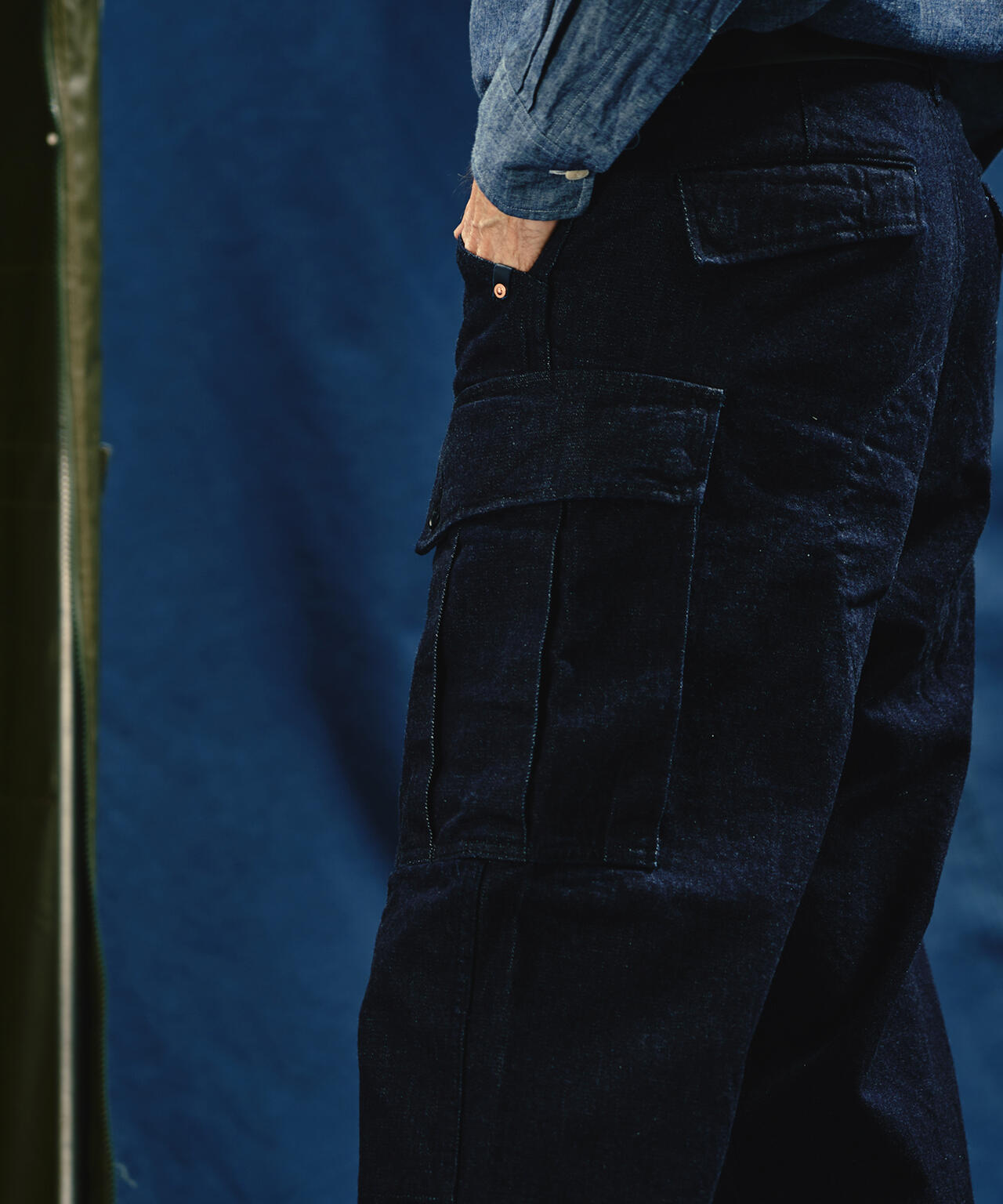 《TFQP by HANDROOM》JAPAN MADE DENIM CARGO PANT / ジャパンメイド デニム カーゴパンツ /