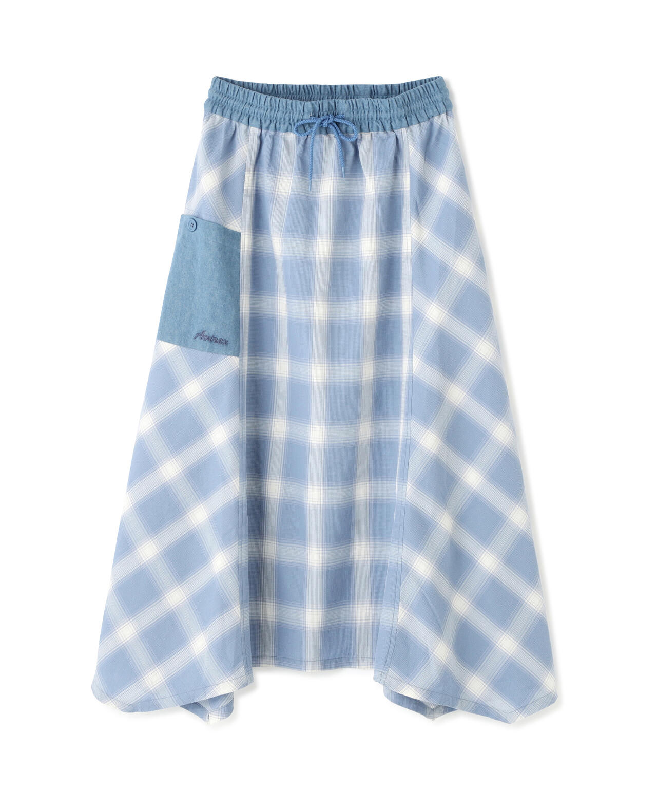 WAFFLE OMBRE CHECK IRREGULAR SKIRT/ワッフルオンブレチェック イレギュラースカート