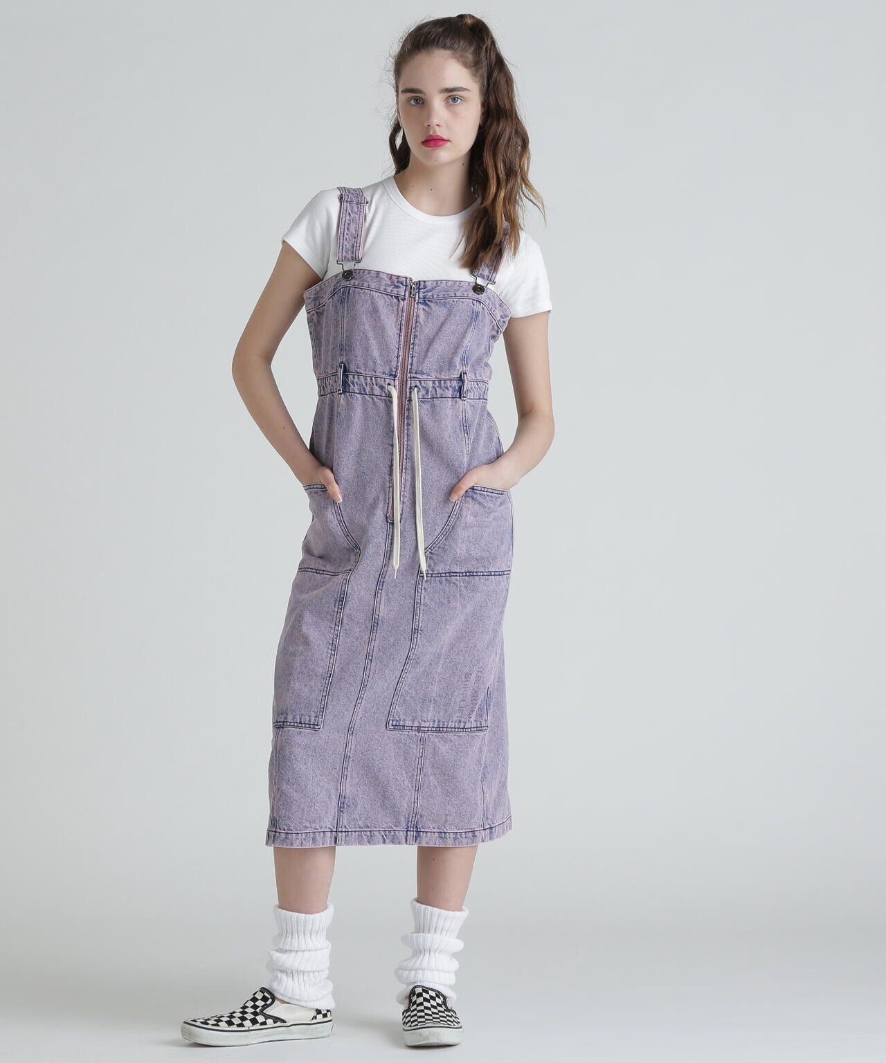 BELT PRINT DENIM JUMPER SKIRT/ベルトプリントデニムジャンパースカート