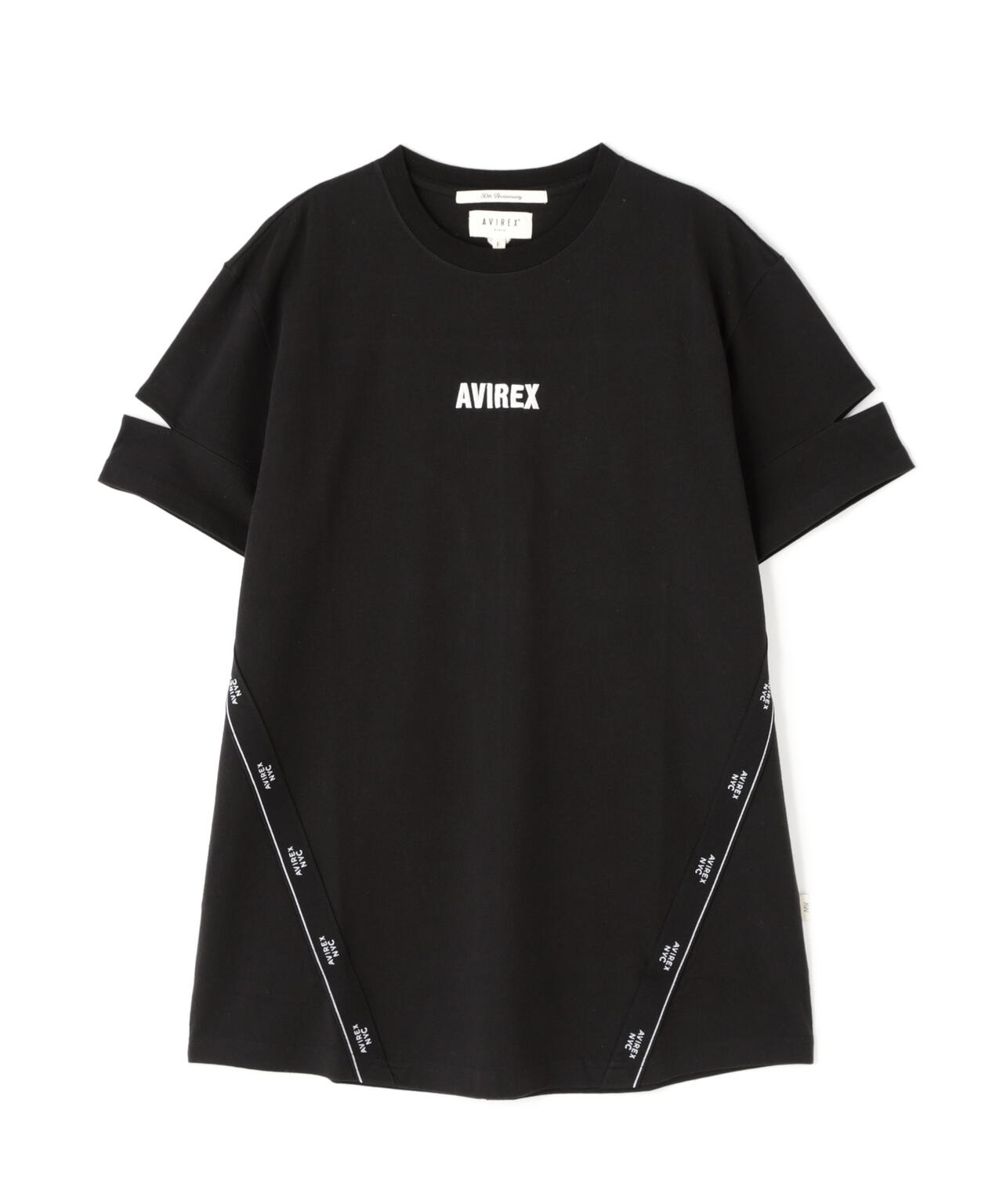 CUFFS OPEN LOGO TAPE EMBROIDERED ONEPIECE/カフスオープンロゴテープ刺繍ワンピース