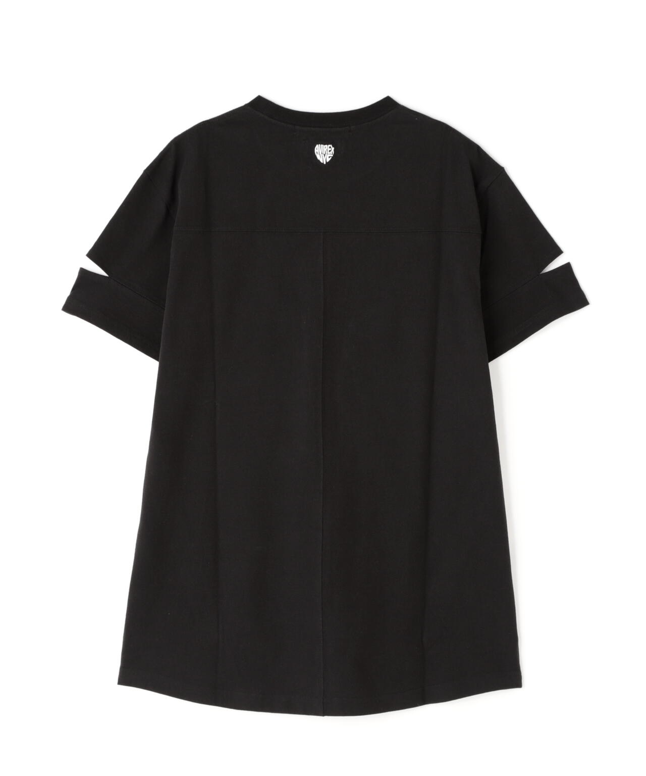 CUFFS OPEN LOGO TAPE EMBROIDERED ONEPIECE/カフスオープンロゴテープ刺繍ワンピース