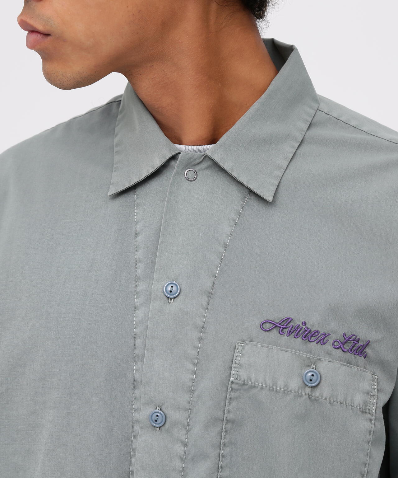 《WEB限定》FADED ONE POINT WORK SHIRT / フェイデッド ワンポイント ワークシャツ / AVIREX